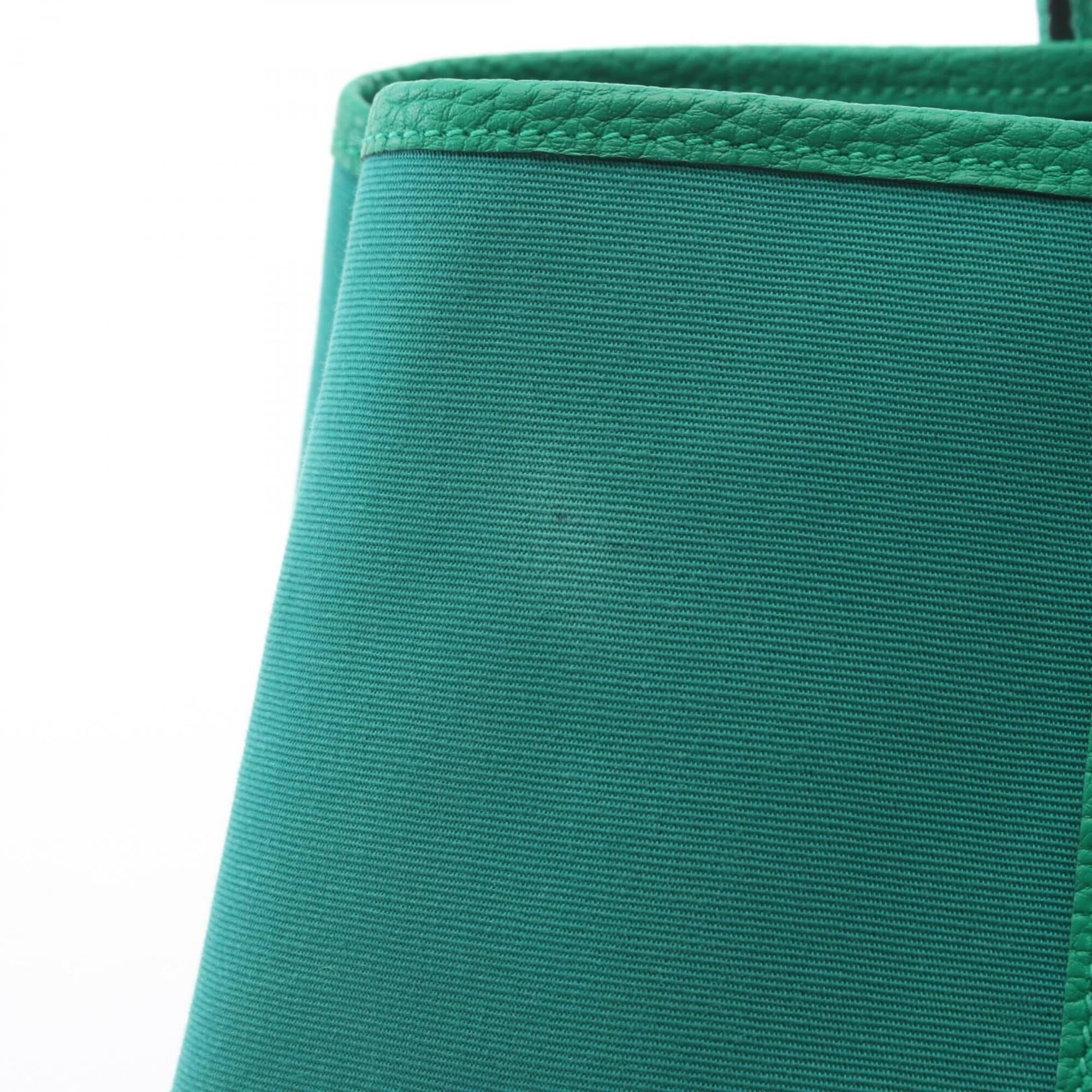 Hermes Green Toile Officier Negonda Leather Handbag Tote Bag (Pre-Owned)