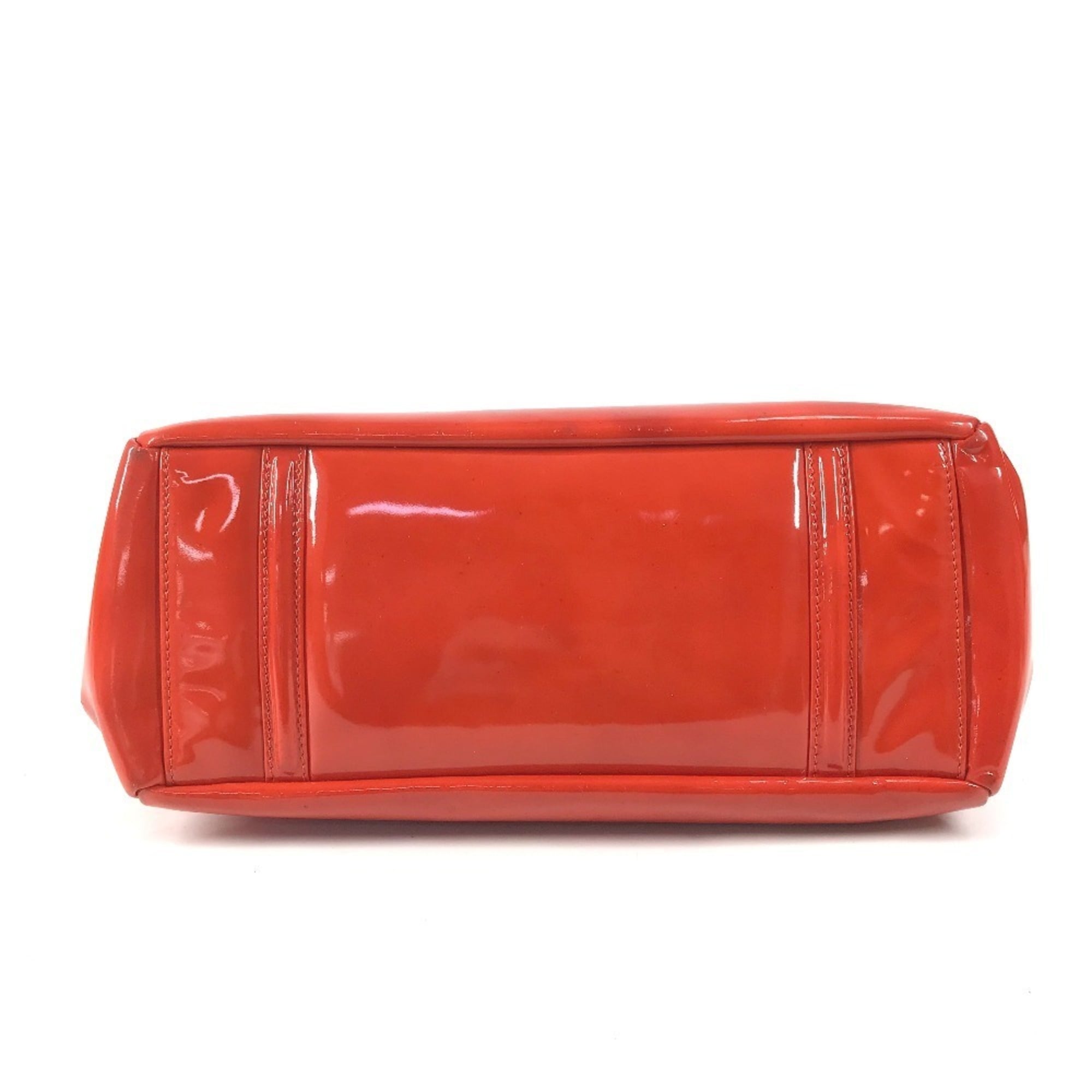 Chanel Orange Red Color Patent Leather Shoulder Bag (Pre-Owned)