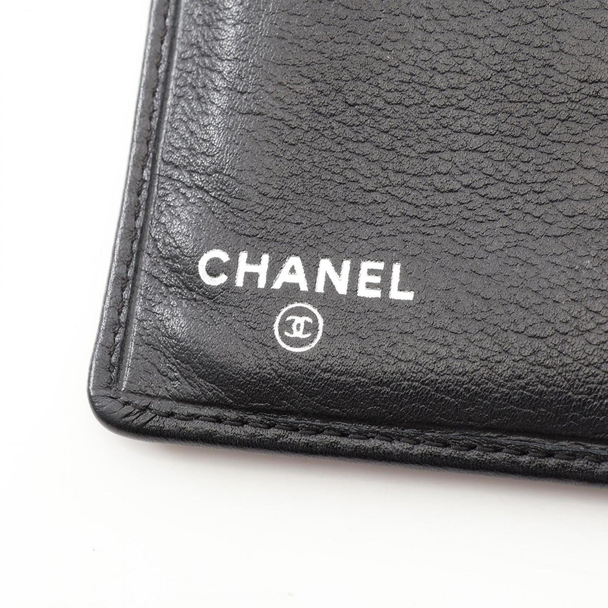 Chanel Black Leather Long Wallet (Bi-Fold) (Pre-Owned)
