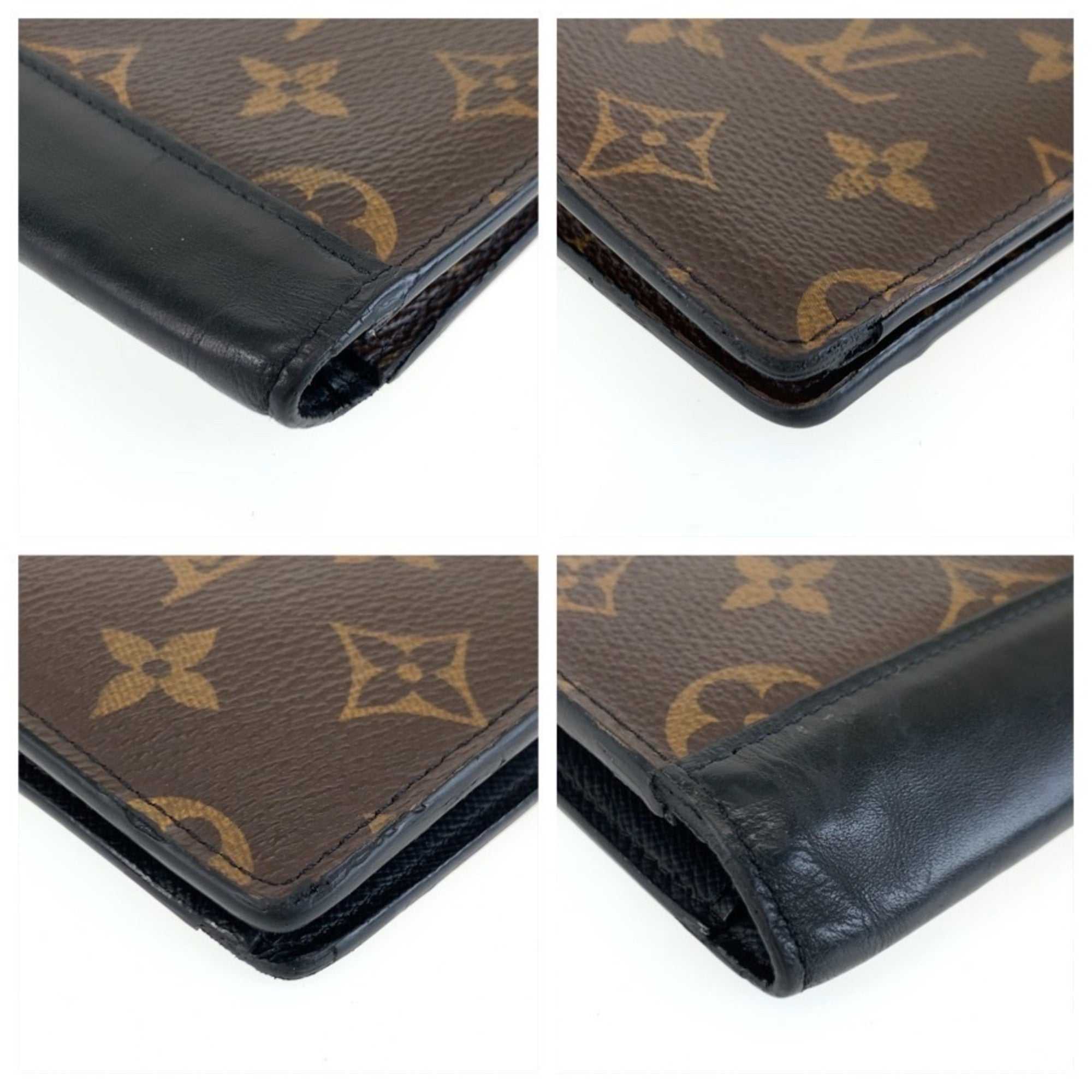 Louis Vuitton Black Brown Monogram Macassar Pvc Long Wallet (Bi-Fold) (Pre-Owned)