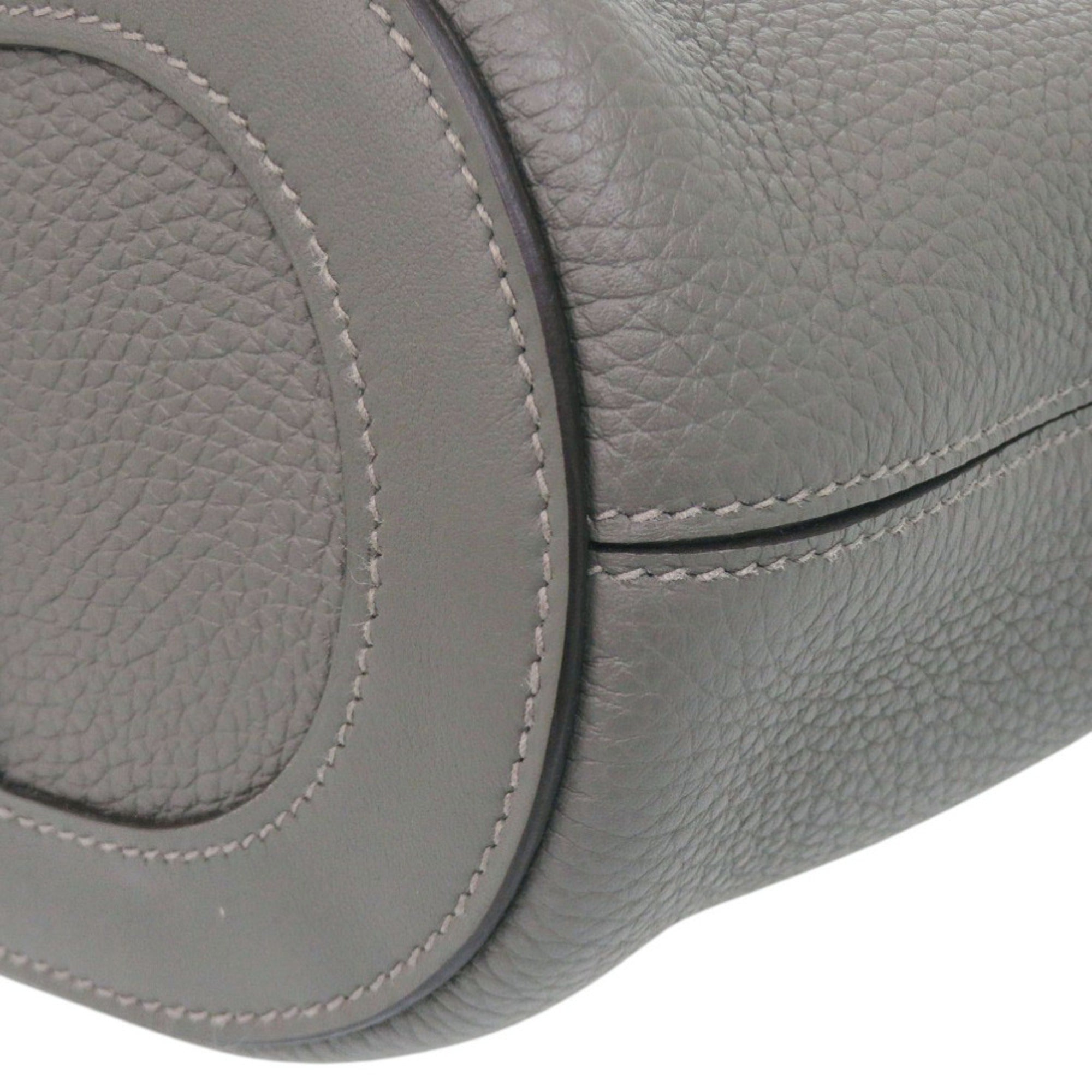 Hermes Gray Taurillon Clemence Leather Swift Leather Handbag (Pre-Owned)