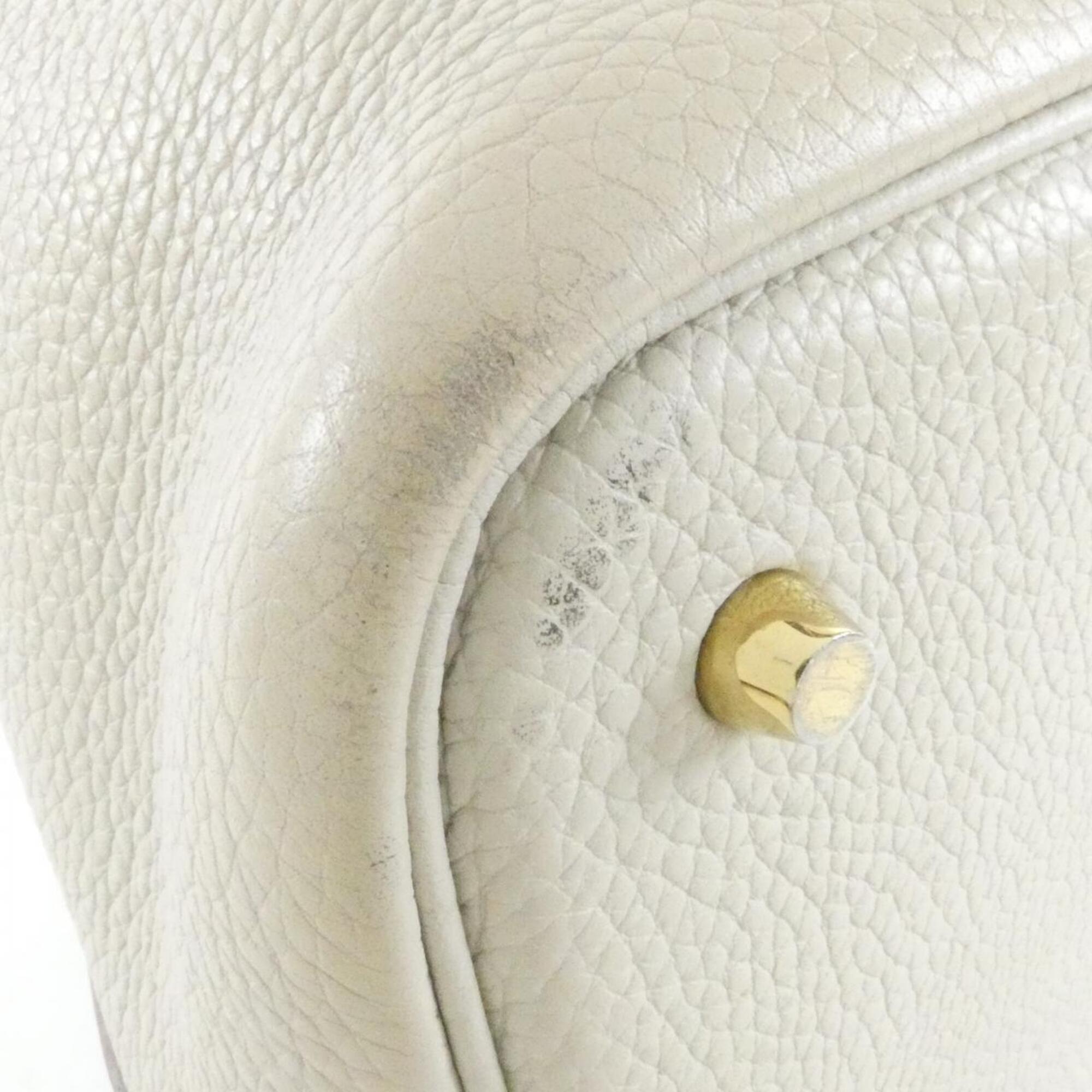 Hermes White Taurillon Clemence Leather Handbag (Pre-Owned)