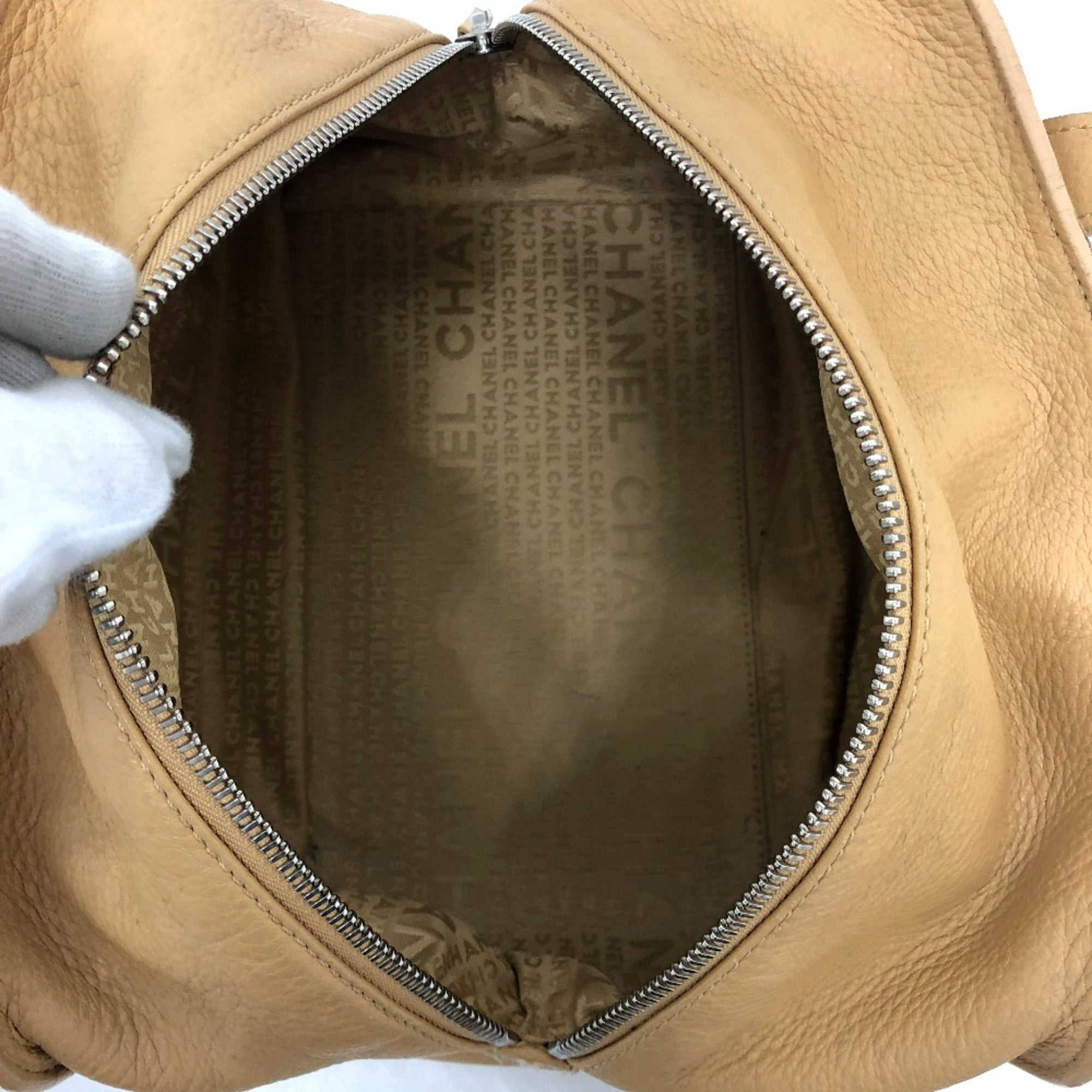 Chanel Beige Leather Boston Bag (Pre-Owned)