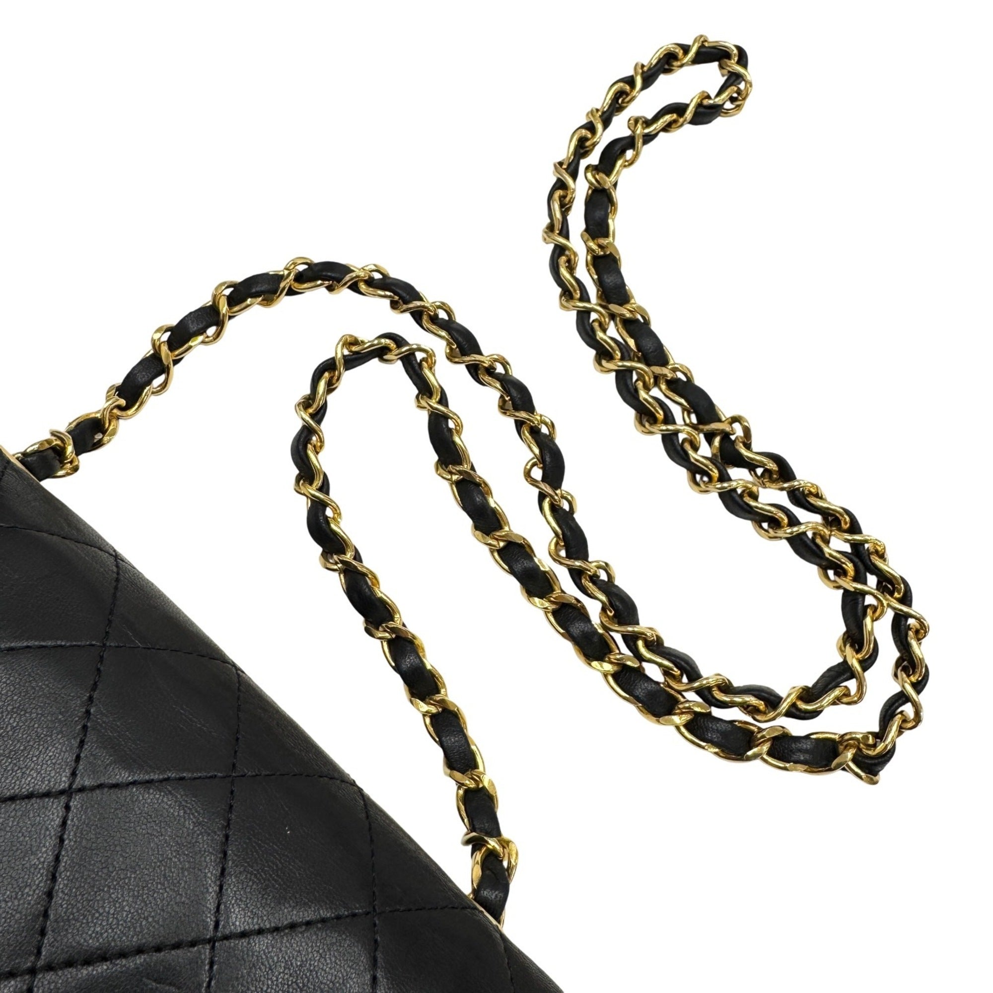 Chanel Black Gold Leather Shoulder Bag (Pre-Owned)