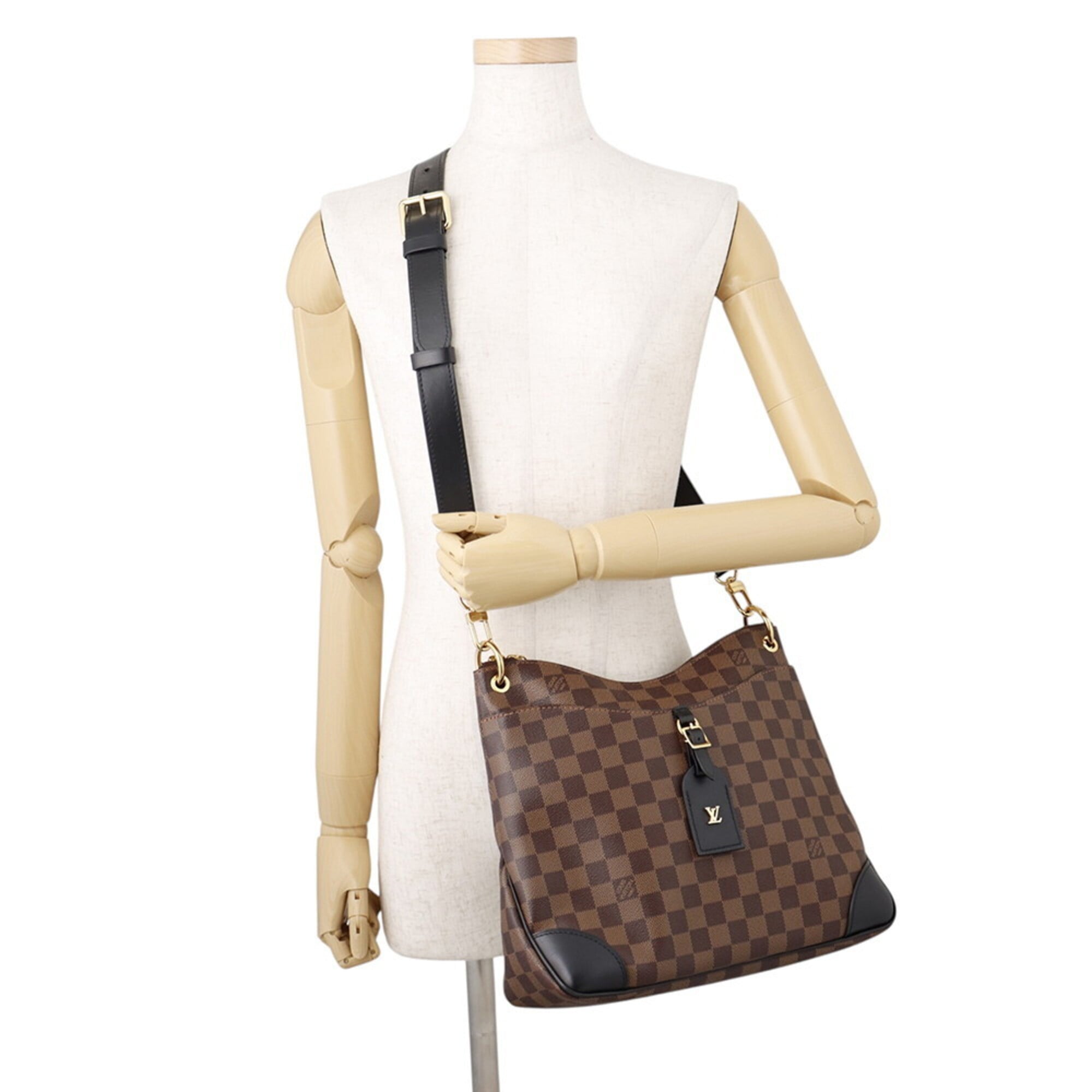 Louis Vuitton Black Damier Canvas Ebene Noir Exotic Leather Handbag Shoulder Bag (Pre-Owned)