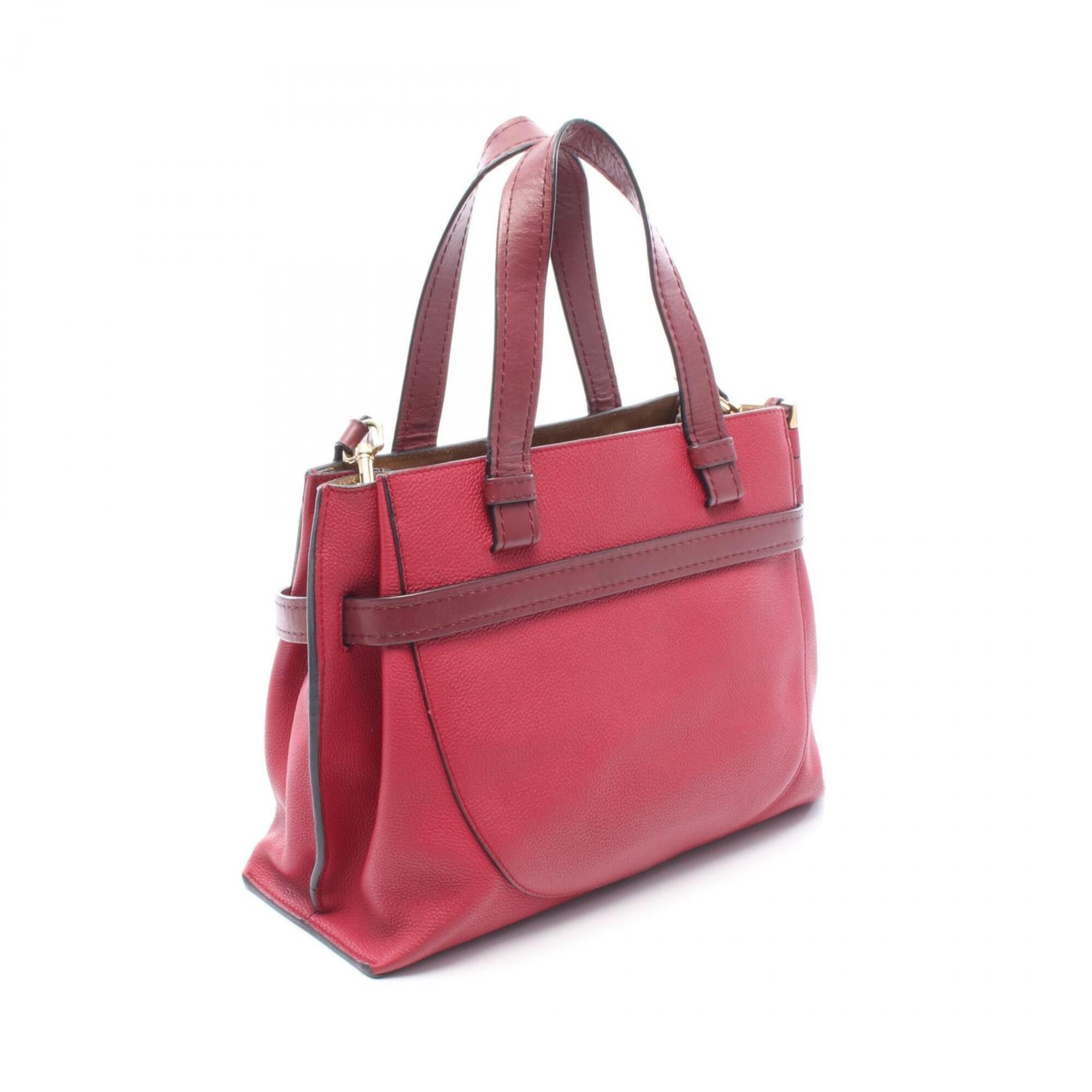 Loewe Bordeaux Red Color Leather Handbag Tote Bag (Pre-Owned)