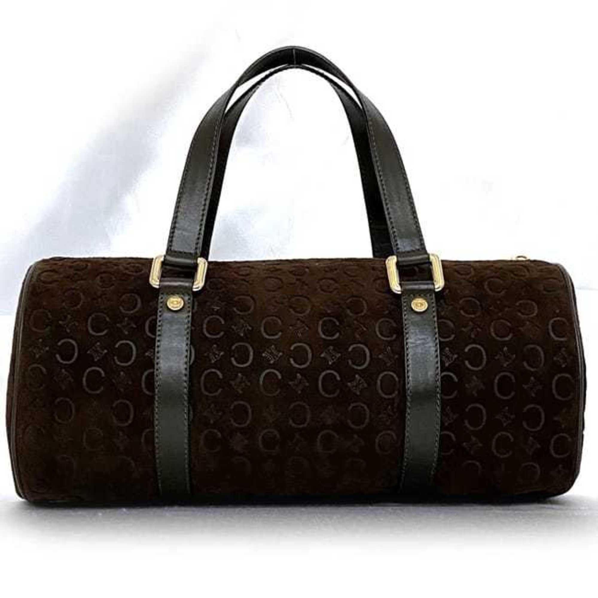 Celine Brown Suede Leather Boston Bag Handbag (Pre-Owned)
