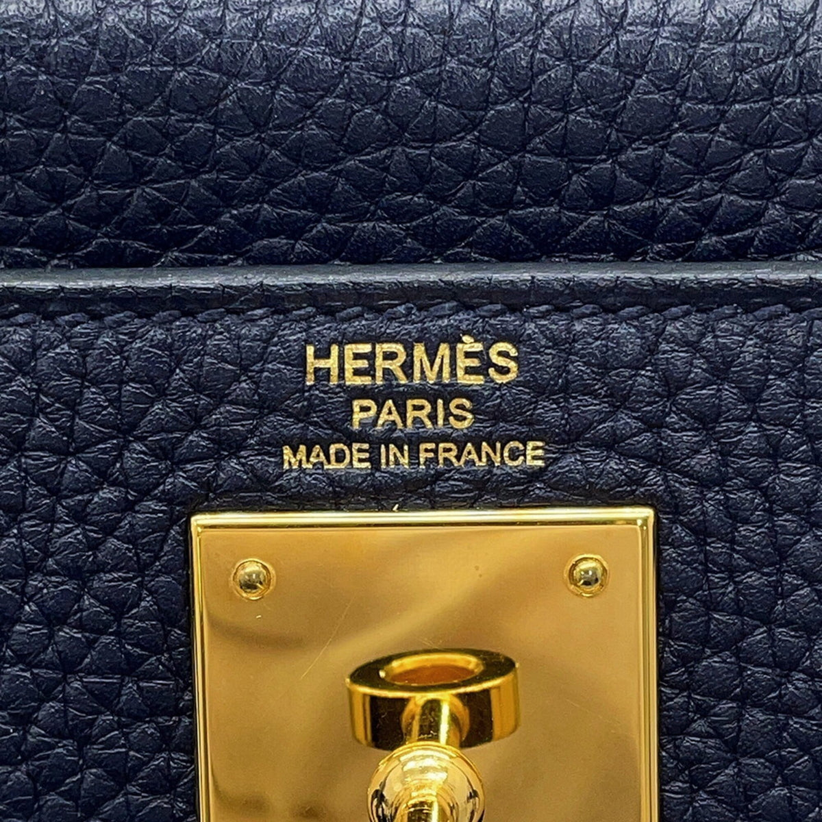 Hermes Kelly Blue Nuit Taurillon Clemence Leather Handbag (Pre-Owned)