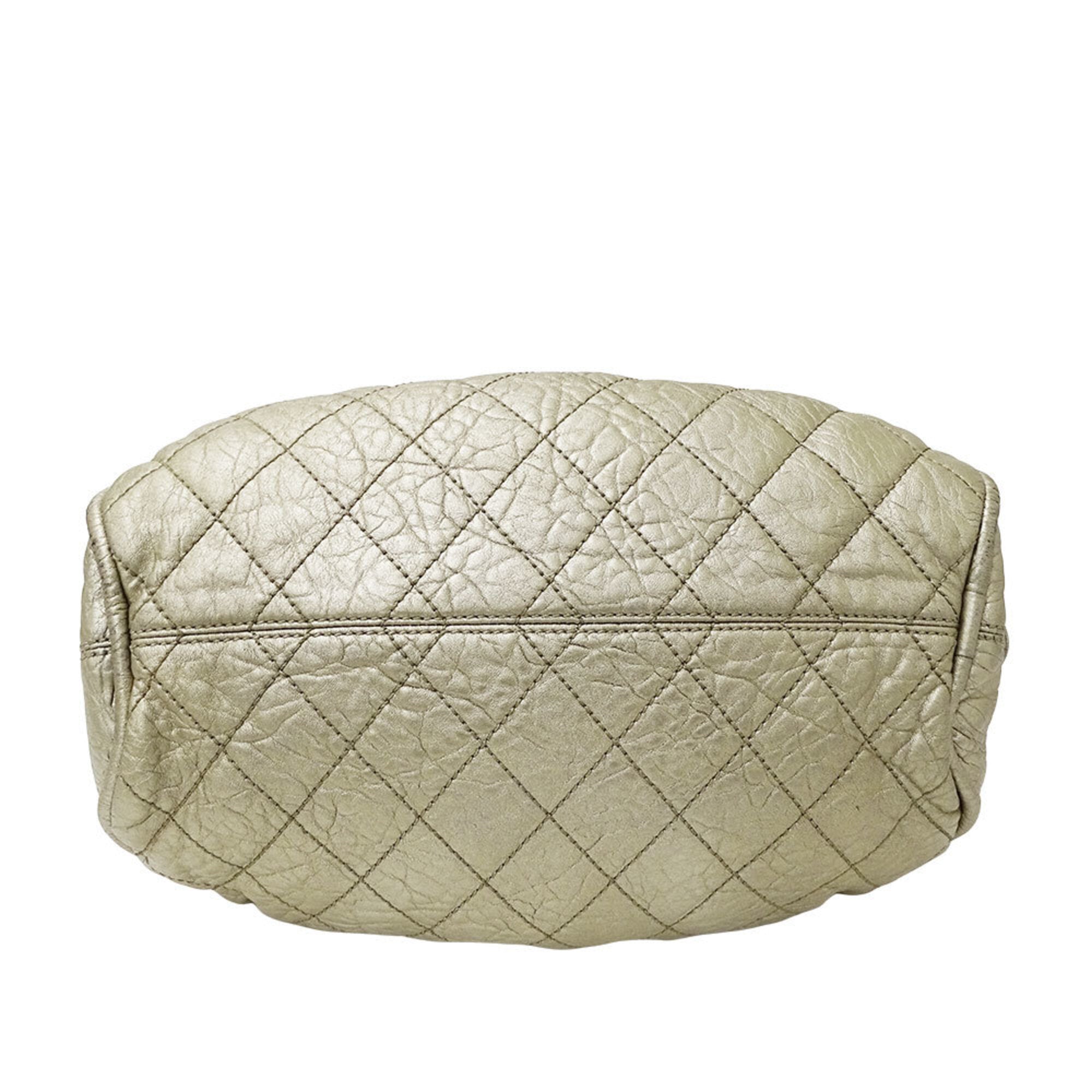 Chanel Champagne Gold Leather Handbag (Pre-Owned)