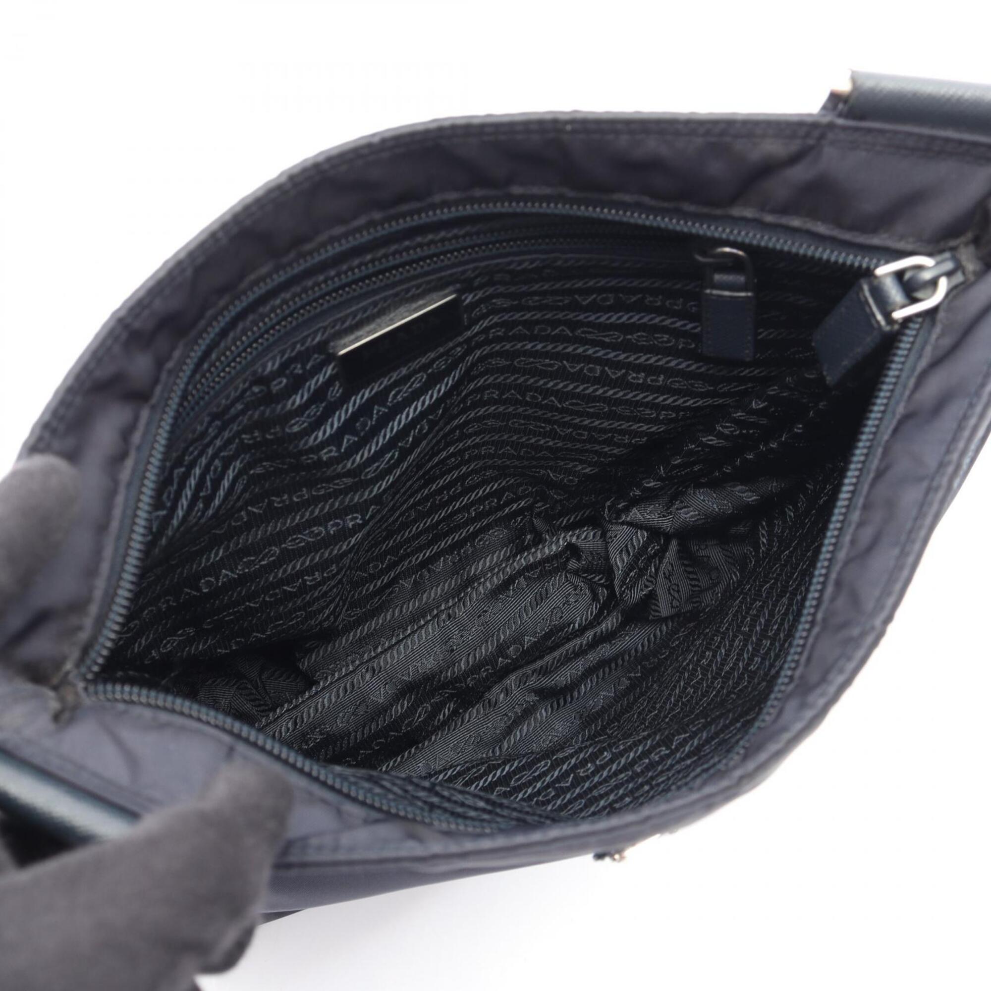 Prada Navy Nylon Saffiano Triangle Handbag Shoulder Bag (Pre-Owned)