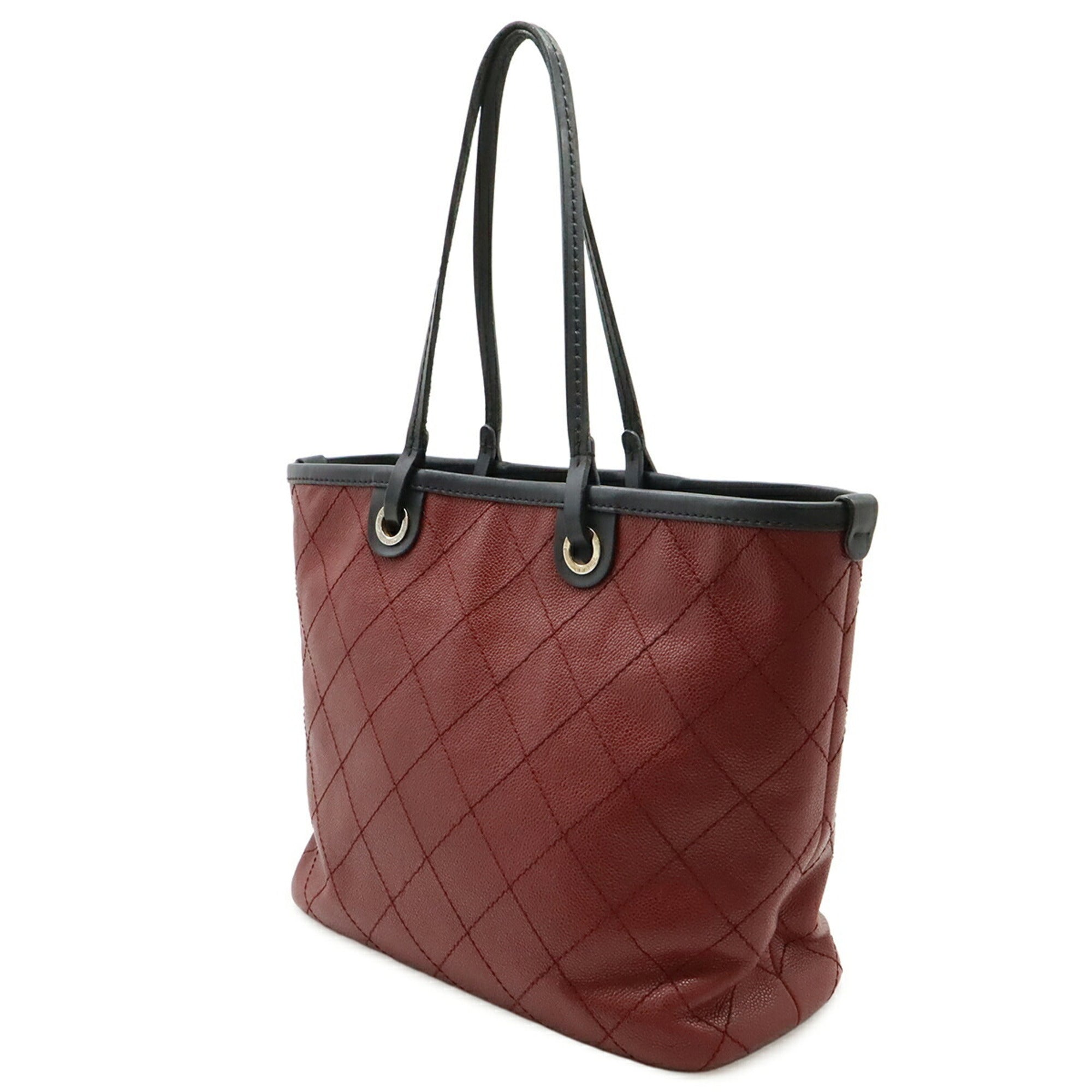 Chanel Black Bordeaux Grained Calfskin Shoulder Bag Tote Bag (Pre-Owned)