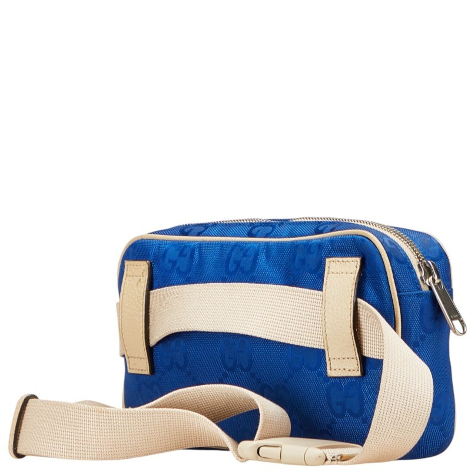 Gucci Beige Gray Nylon Leather Sling Bag (Pre-Owned)