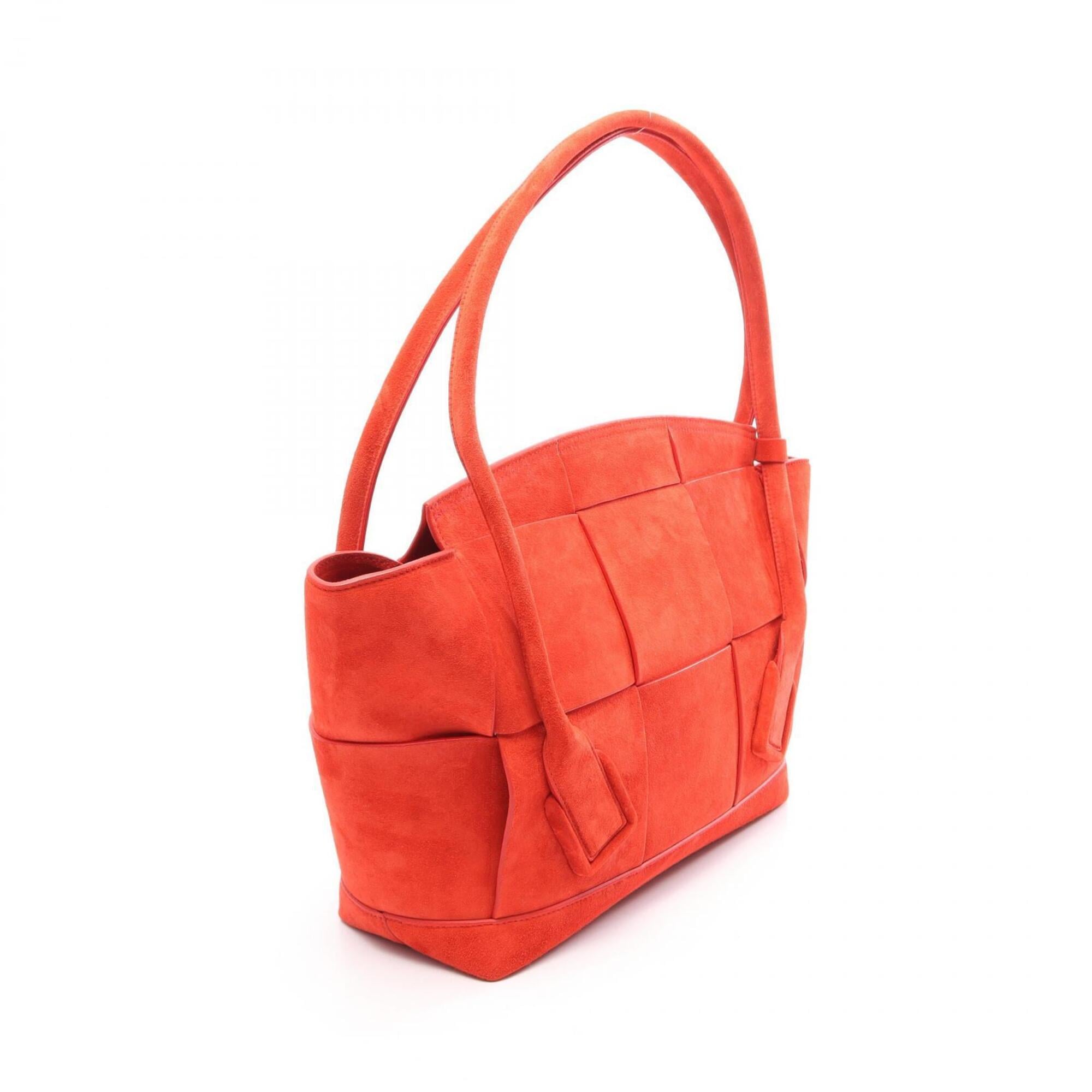 Bottega Veneta Red Color Suede Handbag Tote Bag (Pre-Owned)