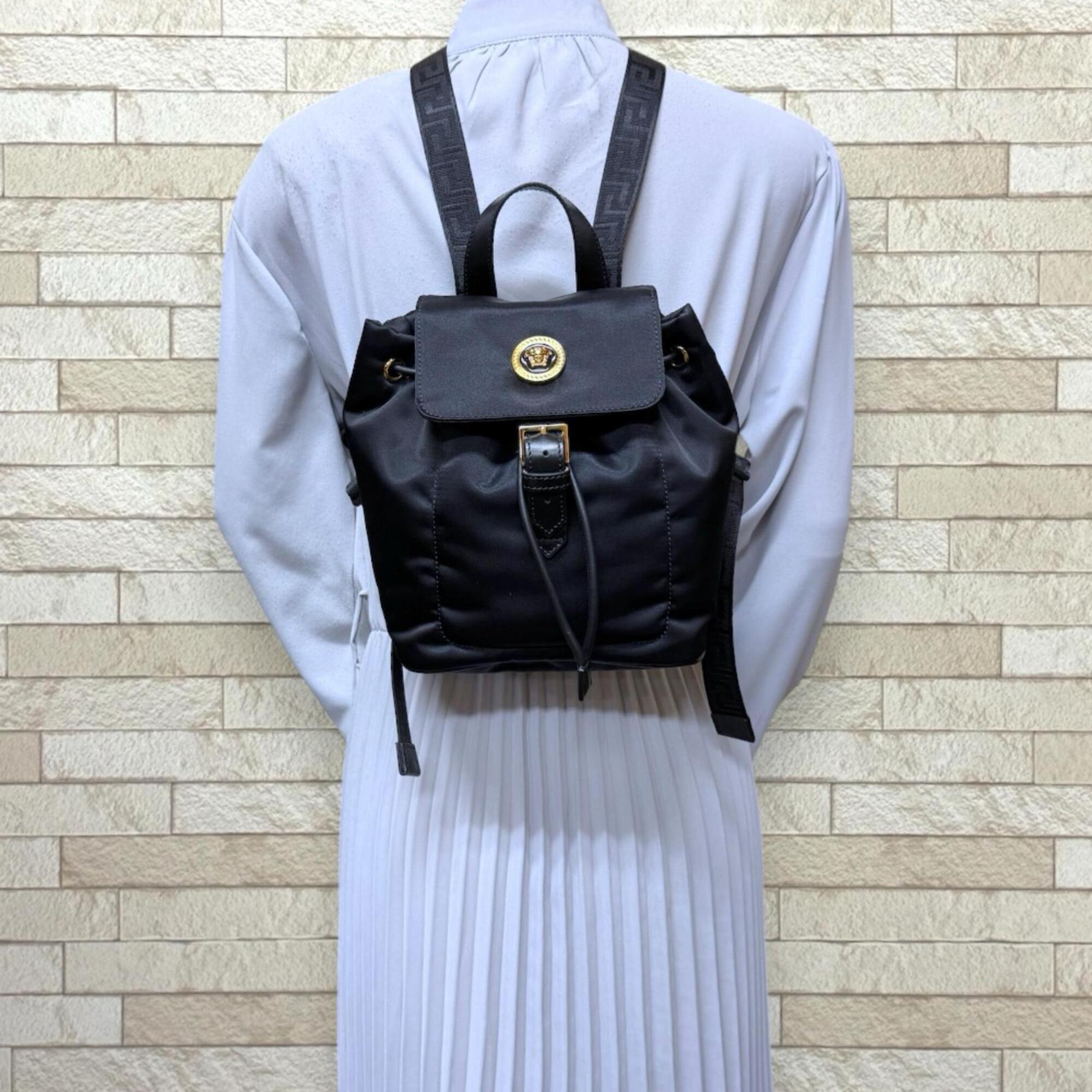 Versace Black Nylon Backpack (Pre-Owned)