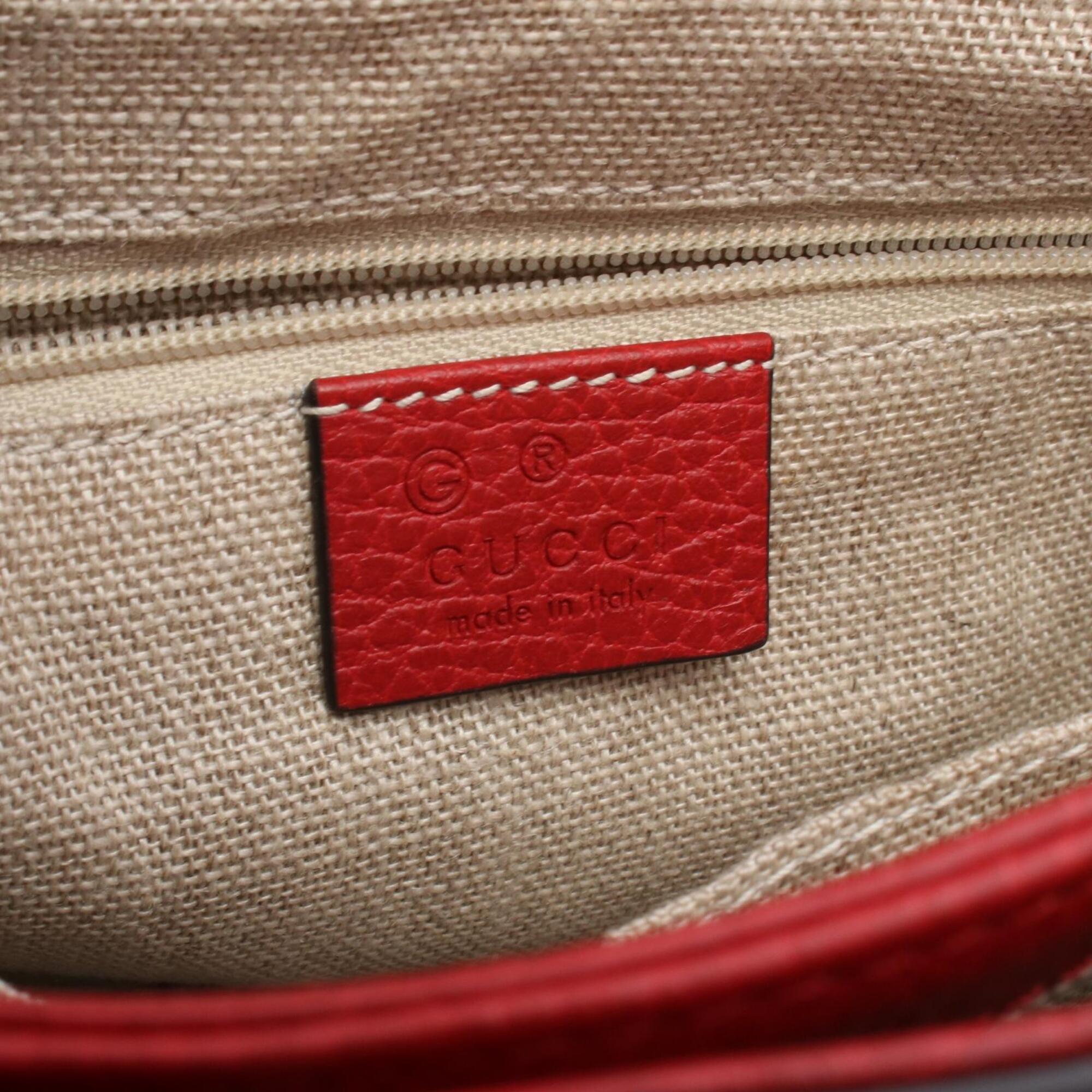 Gucci Red Color Leather Handbag (Pre-Owned)