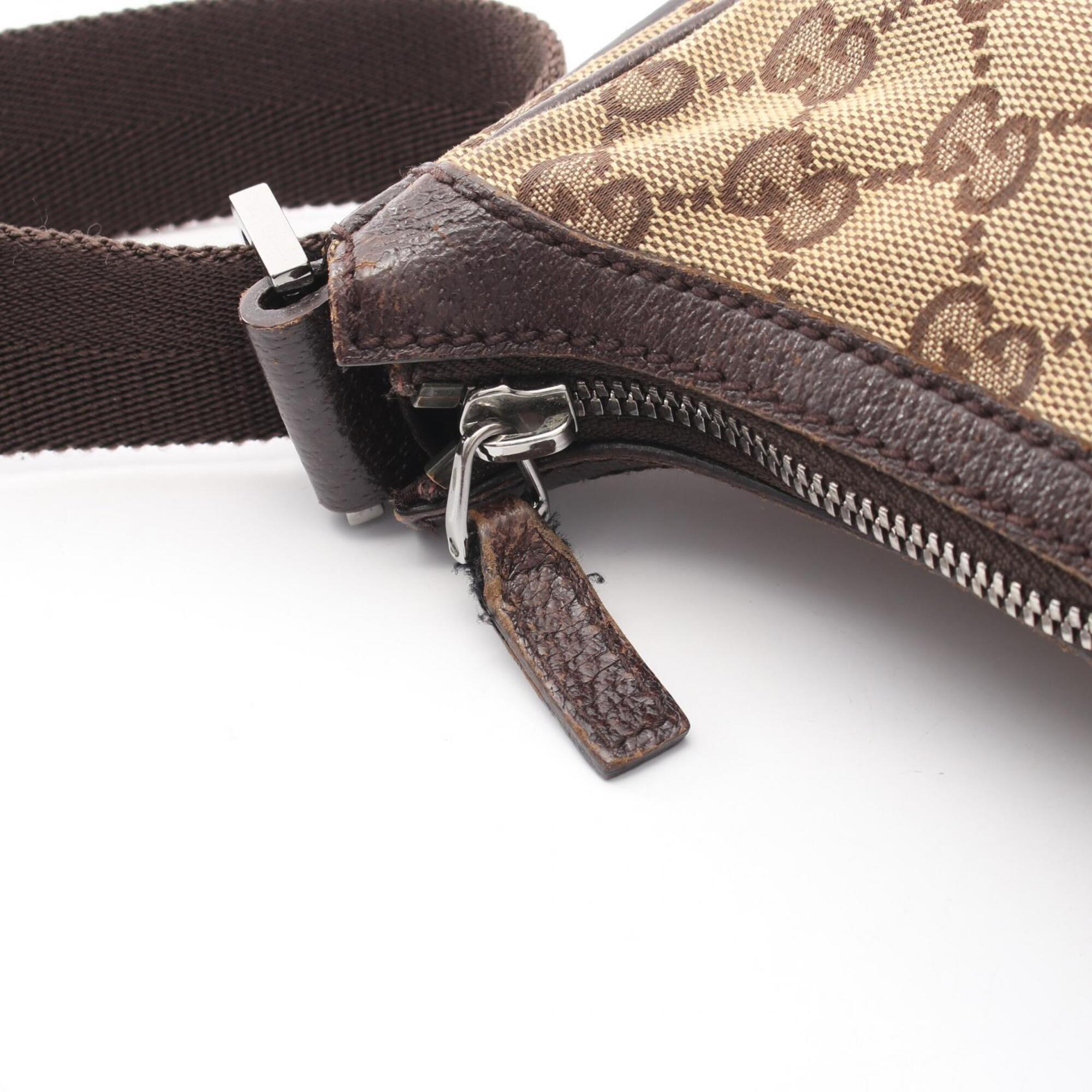 Gucci Beige Brown Canvas Leather Handbag Shoulder Bag (Pre-Owned)