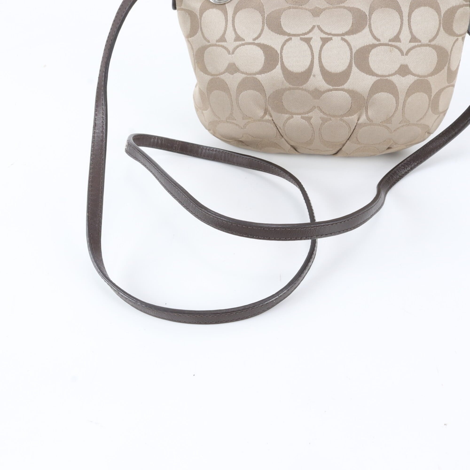 Coach Signature Brown Leather Canvas Crossbody Bag Shoulder Bag (Pre-Owned)
