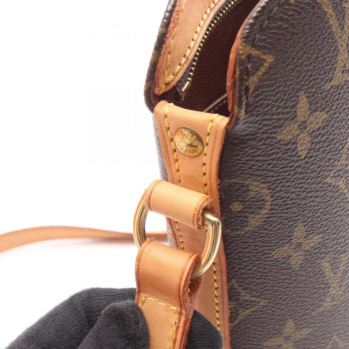 Louis Vuitton Brown Coated Canvas Leather Handbag Shoulder Bag (Pre-Owned)