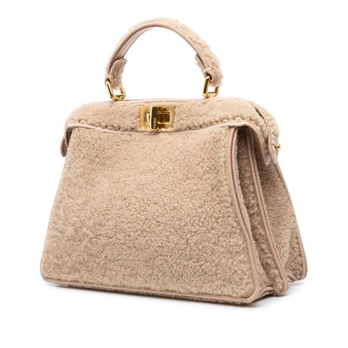 Fendi Beige Pink Leather Handbag Shoulder Bag (Pre-Owned)