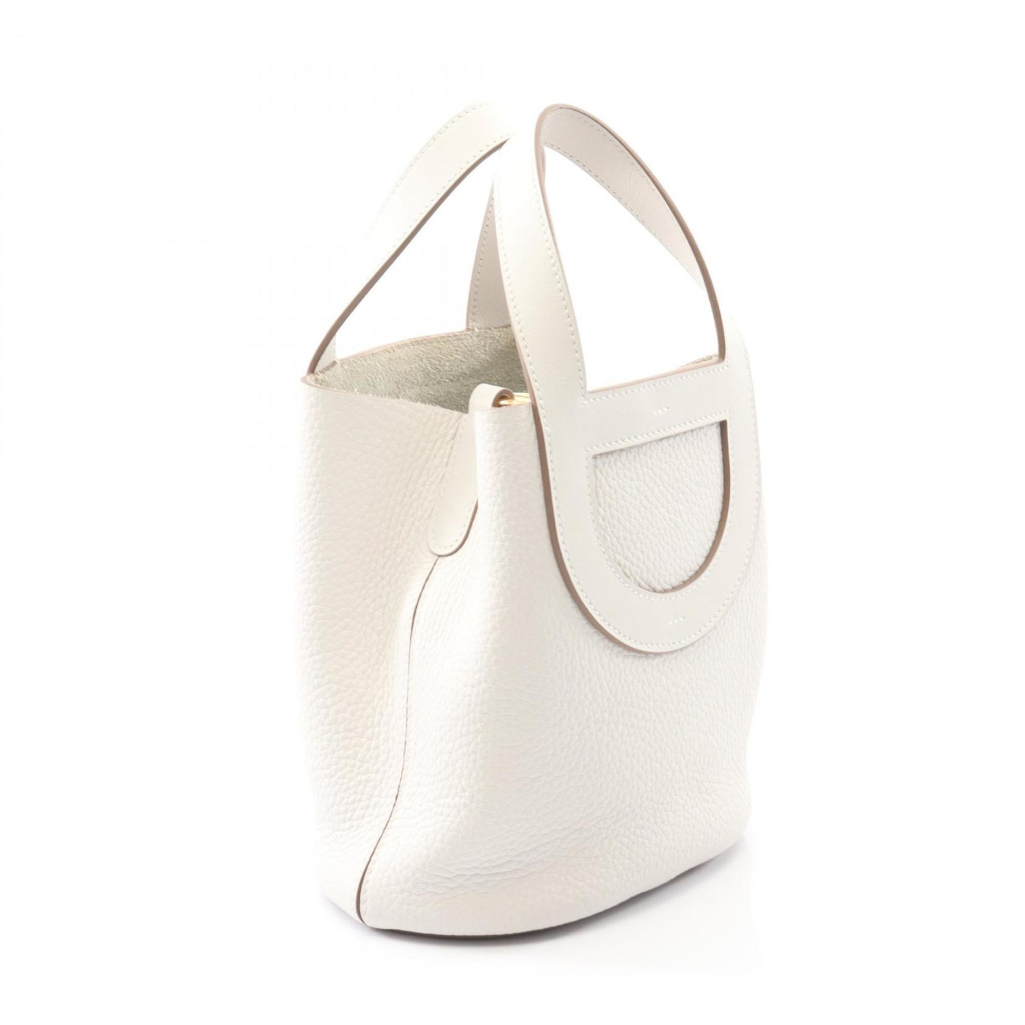 Hermes White Taurillon Clemence Leather Leather Swift Leather Handbag (Pre-Owned)