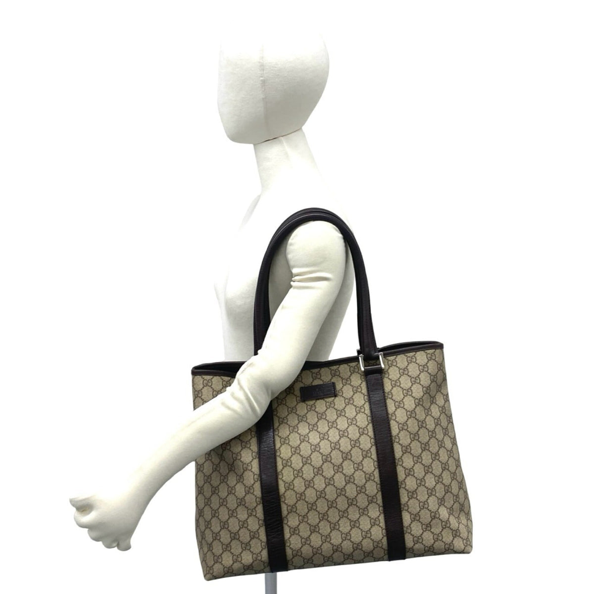 Gucci Brown Leather Elastane Shoulder Bag Tote Bag (Pre-Owned)