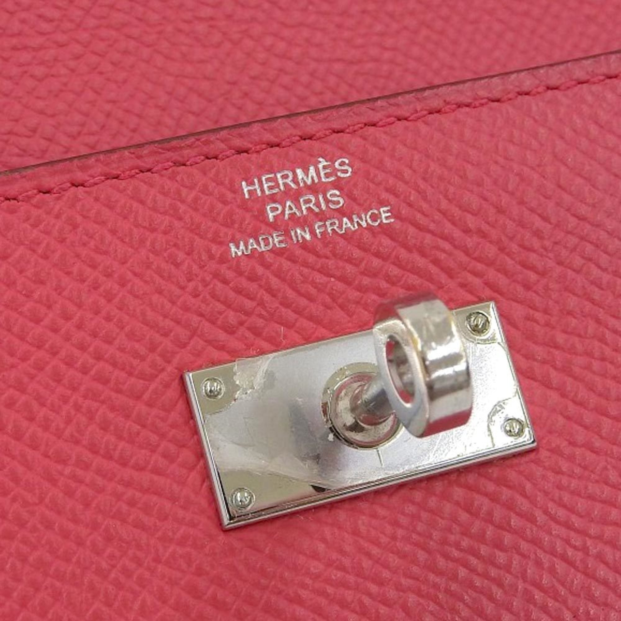 Hermes Pink Rose Red Epsom Leather Coin Purse/Coin Case (Pre-Owned)