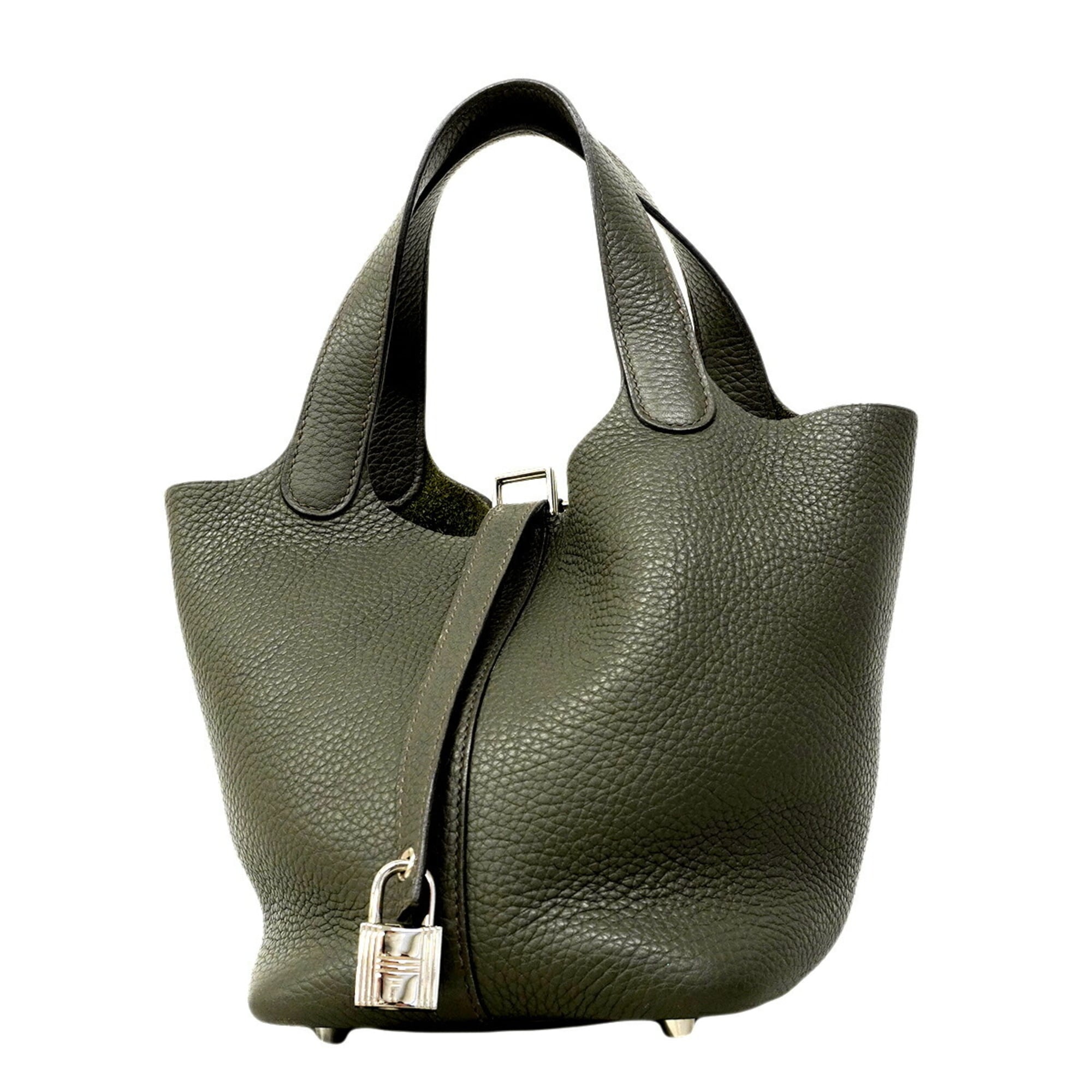 Hermes Olive Green Taurillon Clemence Leather Handbag (Pre-Owned)
