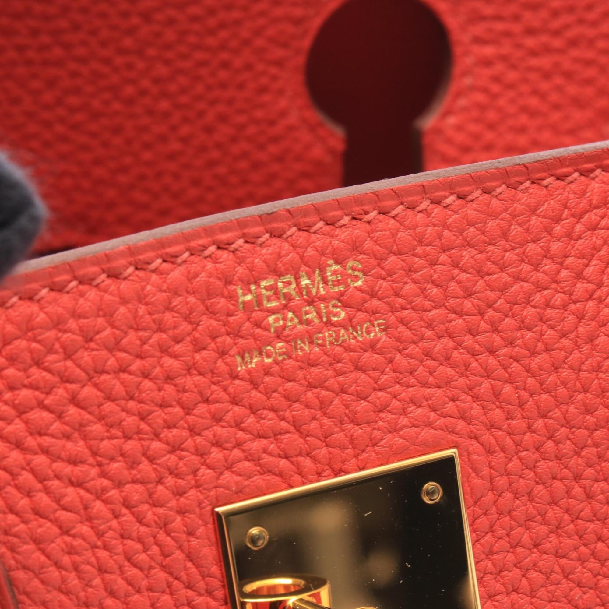 Hermes Bougainvillier Red Color Leather Togo Leather Handbag (Pre-Owned)