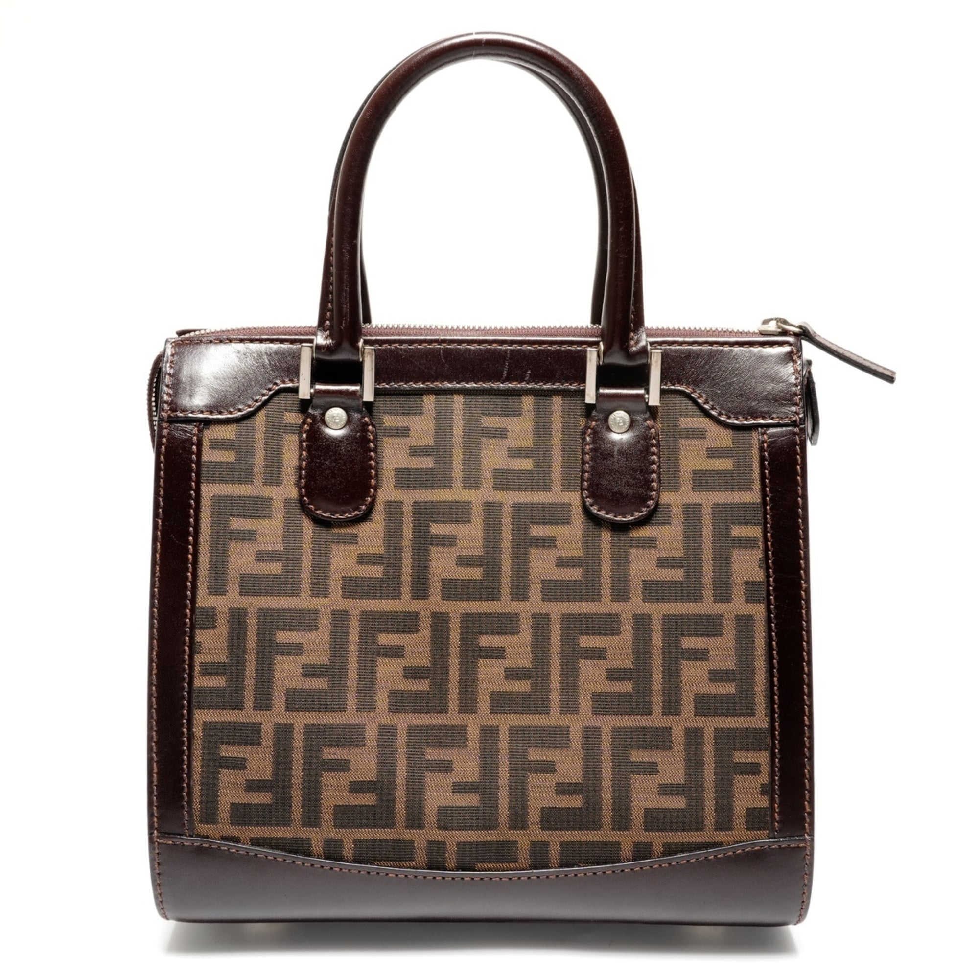 Fendi Zucca Brown Canvas Handbag (Pre-Owned)