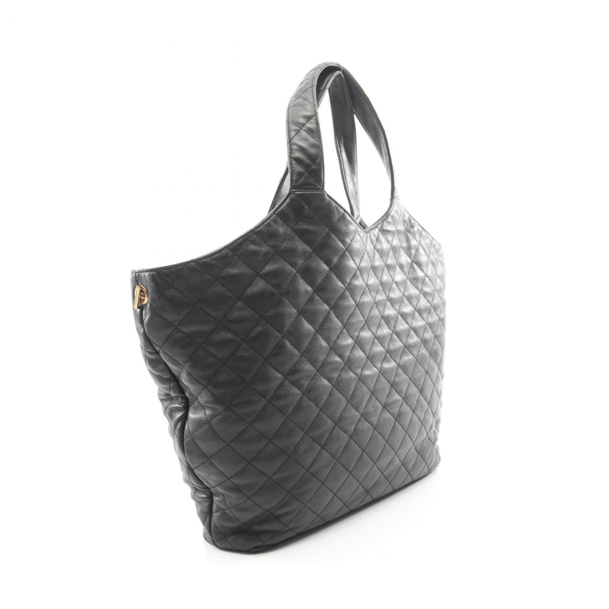 Saint Laurent Black Leather Handbag Pouch Tote Bag (Pre-Owned)