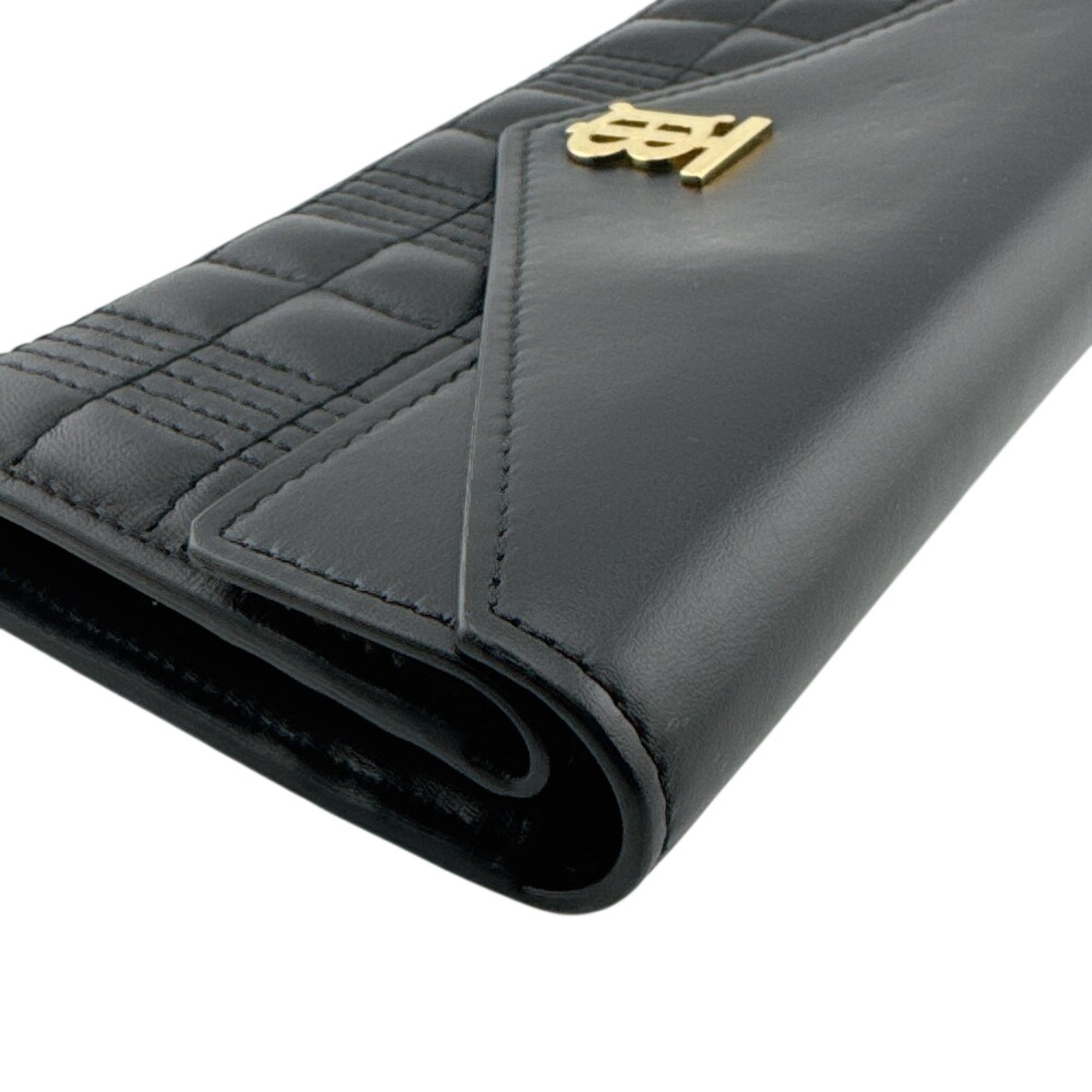 Burberry Black Leather Long Wallet (Bi-Fold) (Pre-Owned)