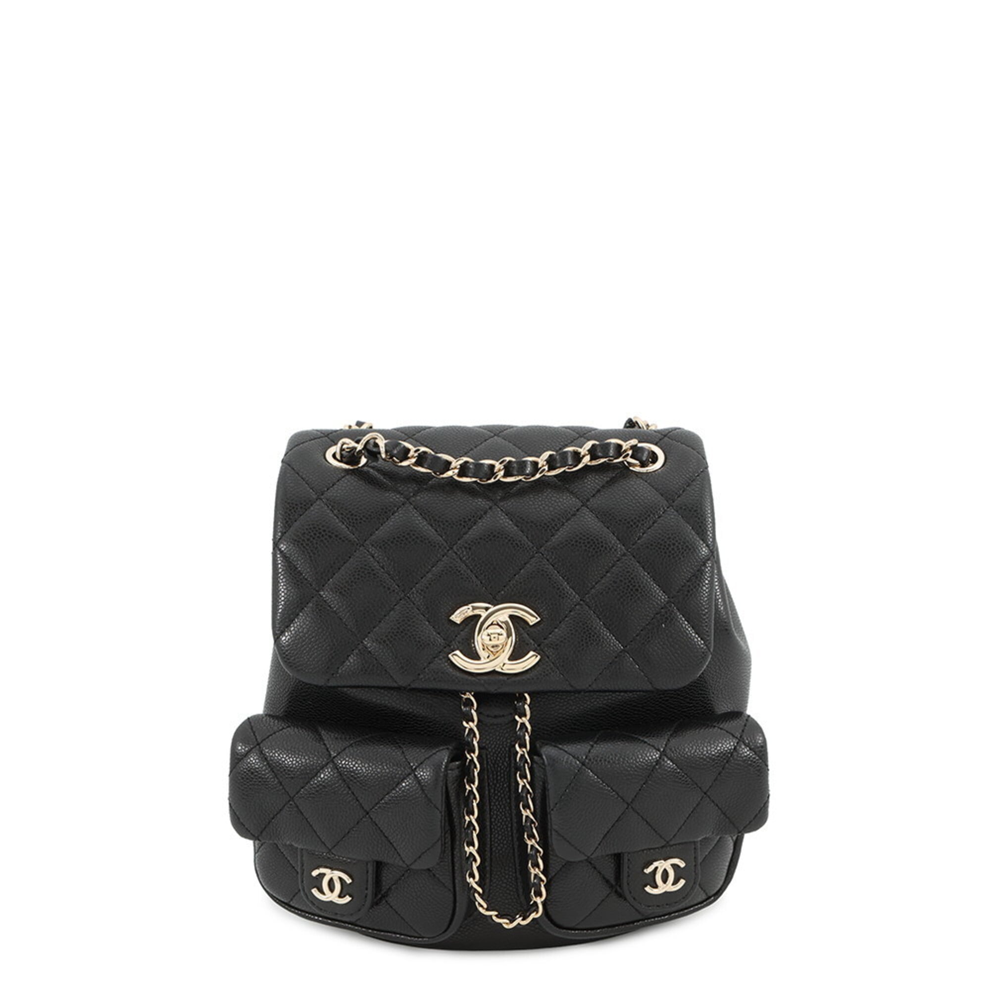 Chanel Black Grained Calfskin Handbag (Pre-Owned)