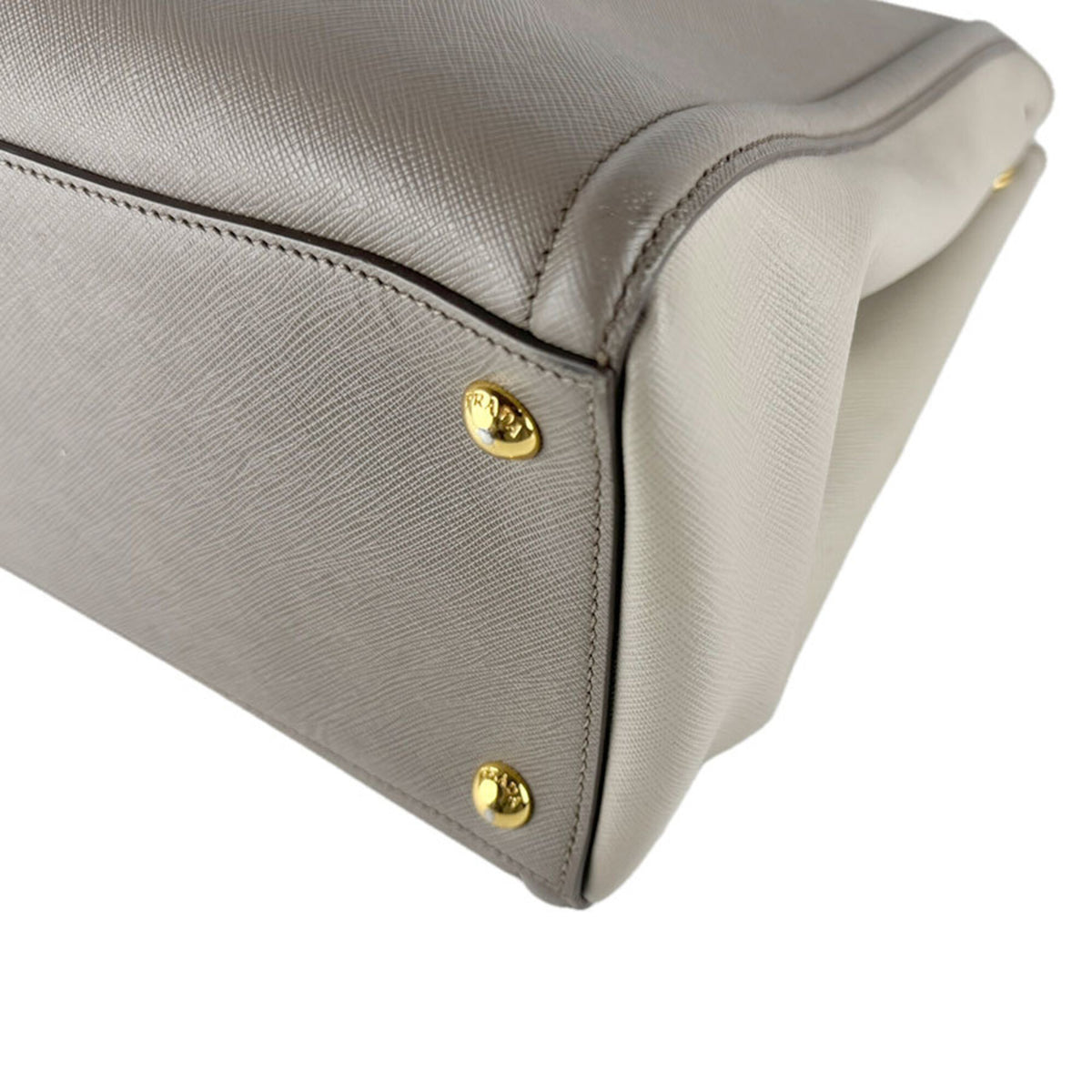 Prada Gray Leather Handbag Shoulder Bag (Pre-Owned)