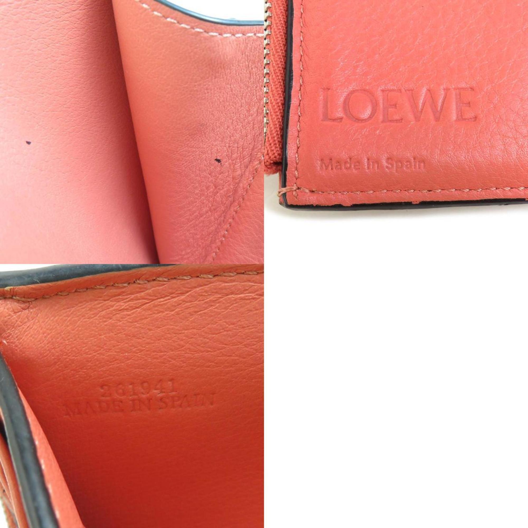 Loewe Brown Grayish Pink Leather Wallet (Tri-Fold) (Pre-Owned)