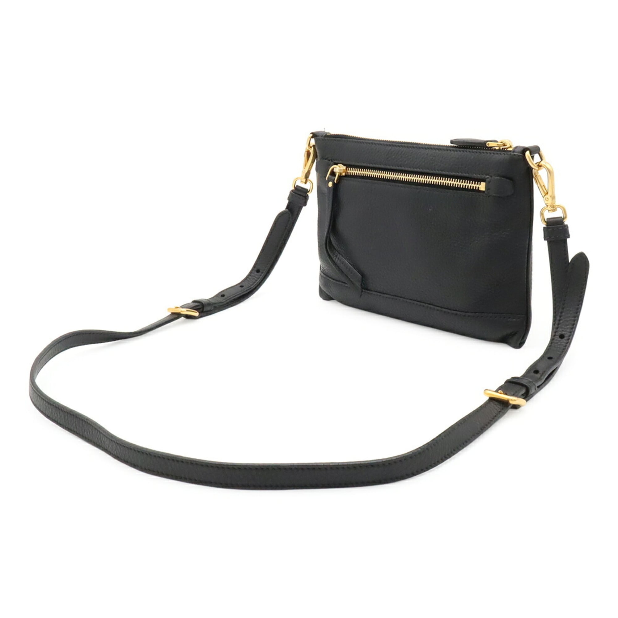 Prada Black Nero Leather Clutch Bag Pochette Shoulder Bag (Pre-Owned)