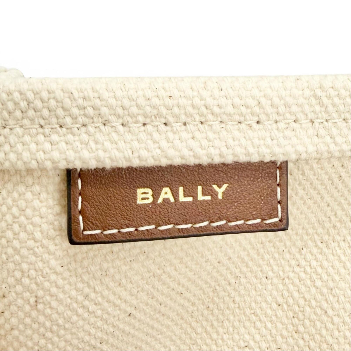 Bally Brown Ivory Canvas Leather Tote Bag (Pre-Owned)