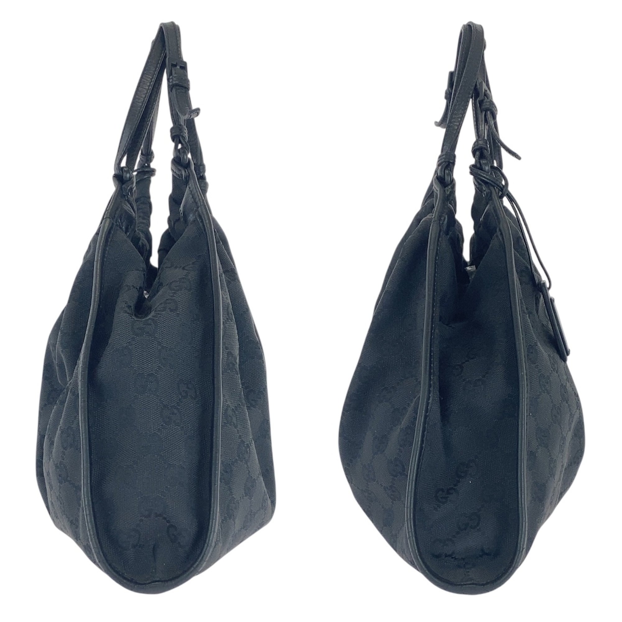 Gucci Black Gg Canvas Leather Handbag (Pre-Owned)