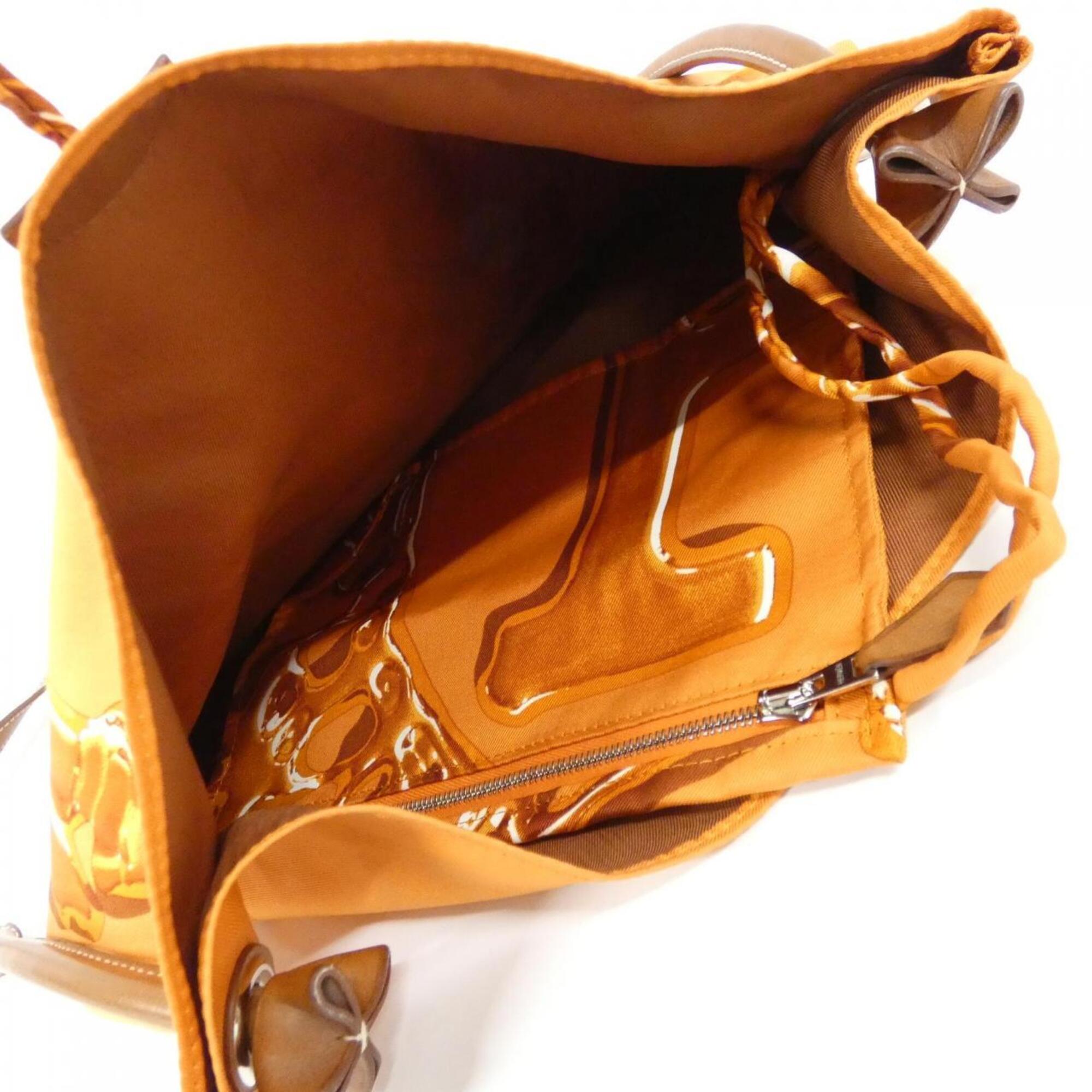 Hermes Fauve Orange Silk Barenia Leather Shoulder Bag (Pre-Owned)