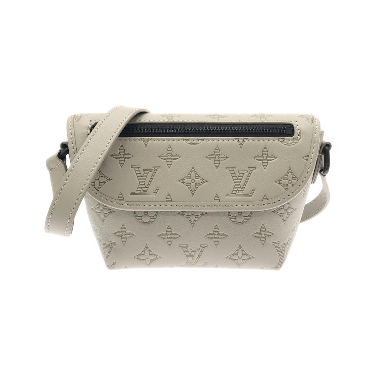 Louis Vuitton Beige Black Leather Shoulder Bag (Pre-Owned)