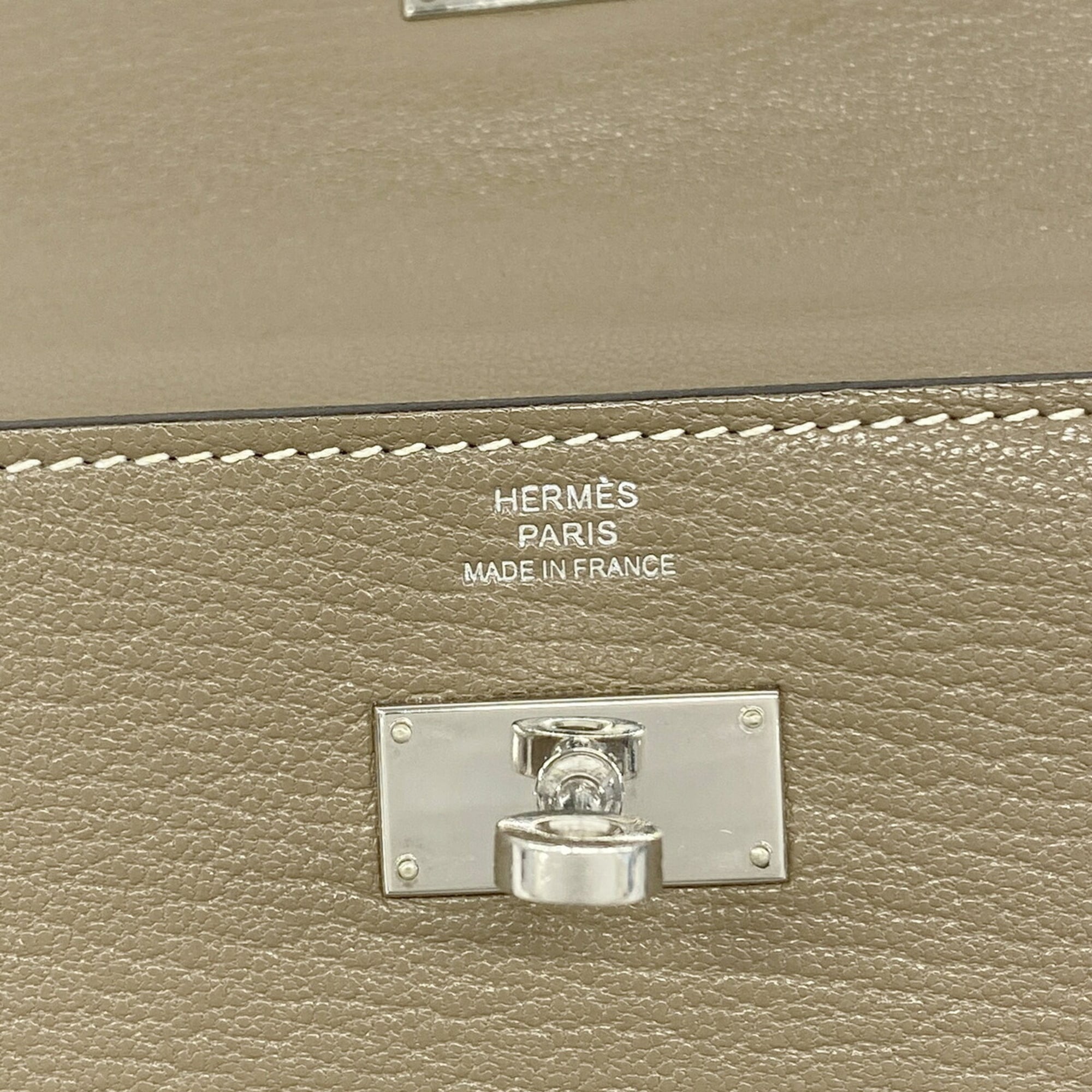 Hermes Etoupe Gray Chevre Myzore Leather Long Wallet (Bi-Fold) (Pre-Owned)