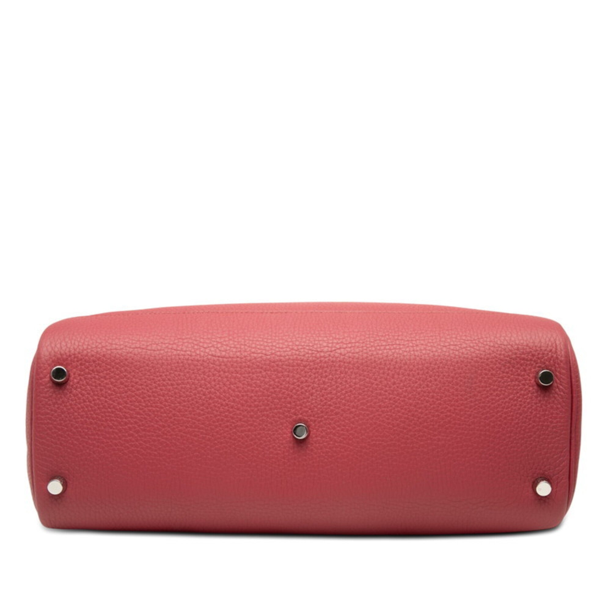 Hermes Pink Red Color Taurillon Clemence Leather Handbag (Pre-Owned)