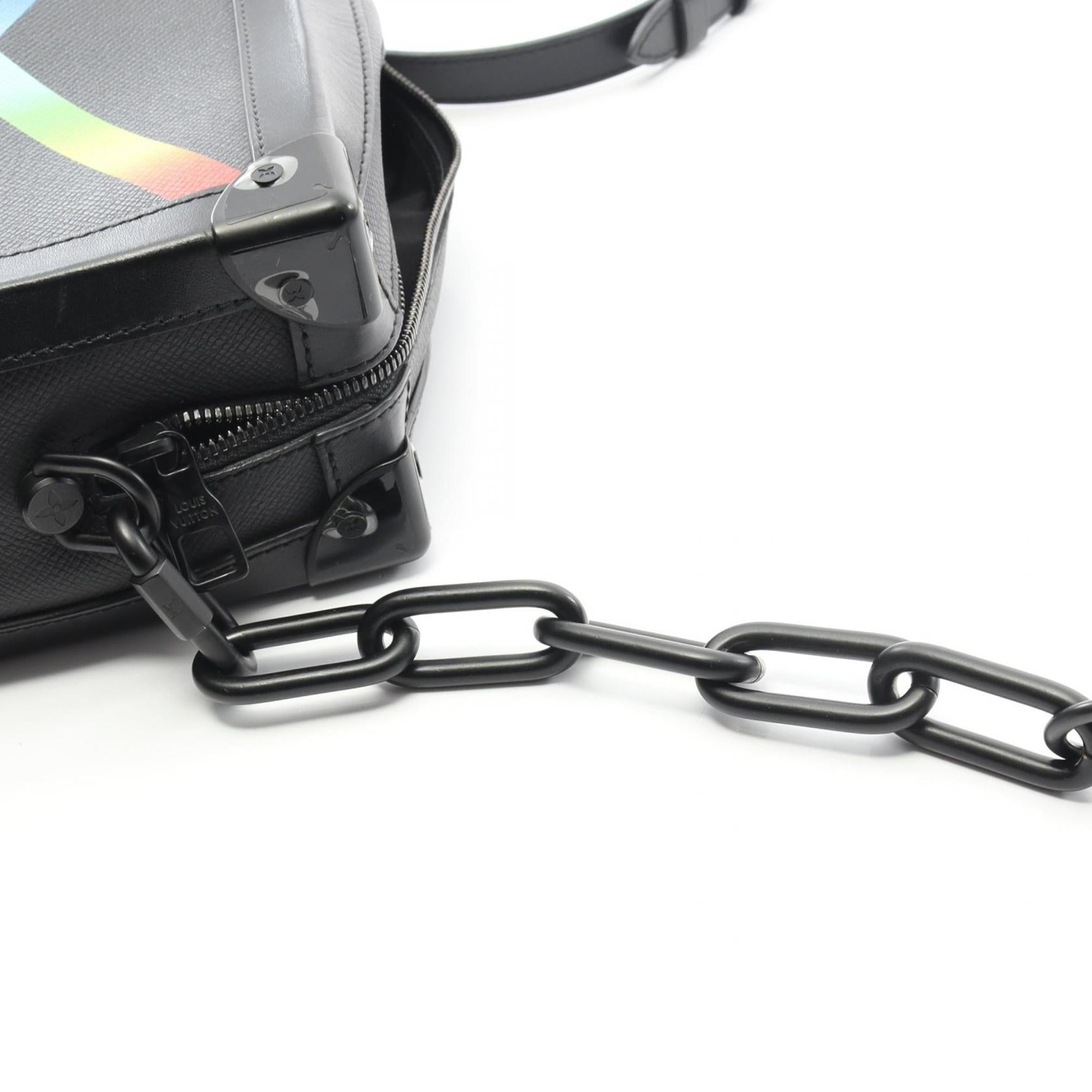 Louis Vuitton Black Multi-Color Taiga Leather Shoulder Bag (Pre-Owned)