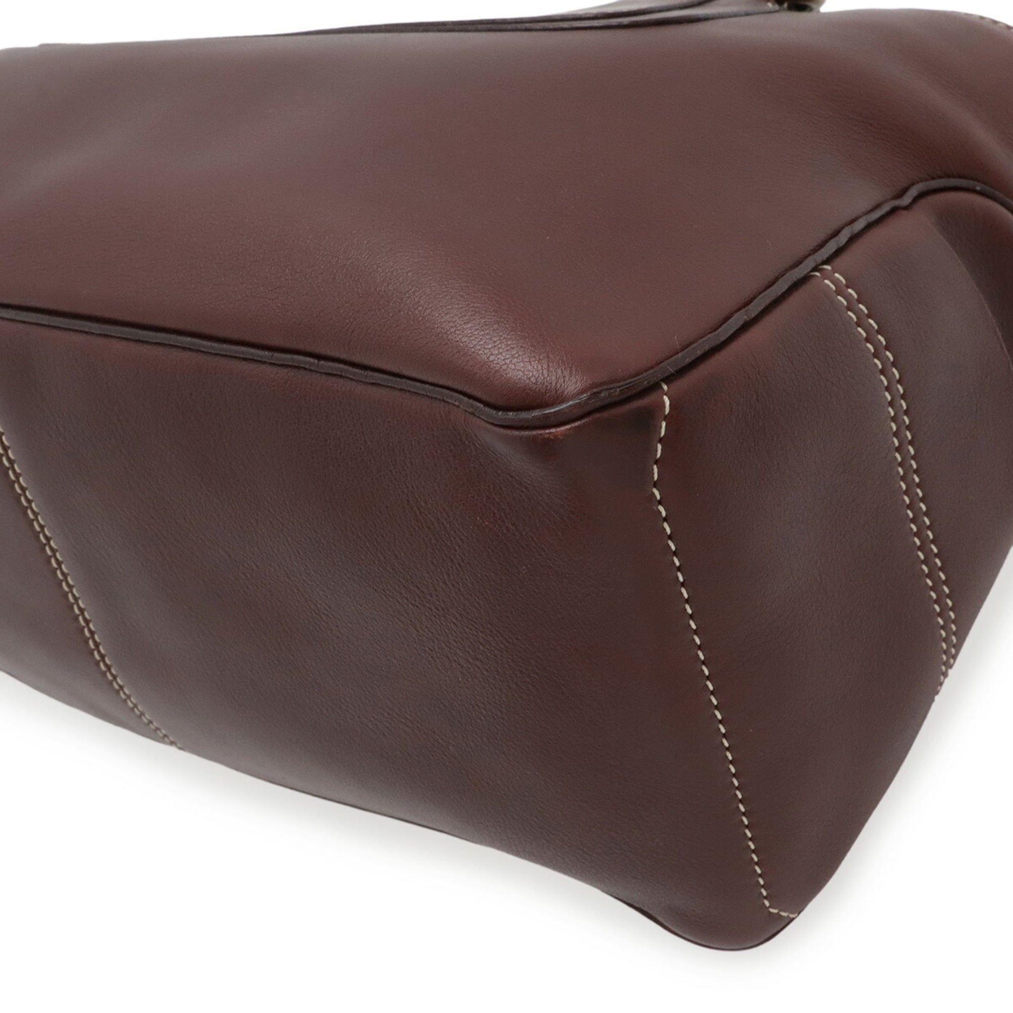 Celine Bordeaux Leather Handbag Tote Bag (Pre-Owned)