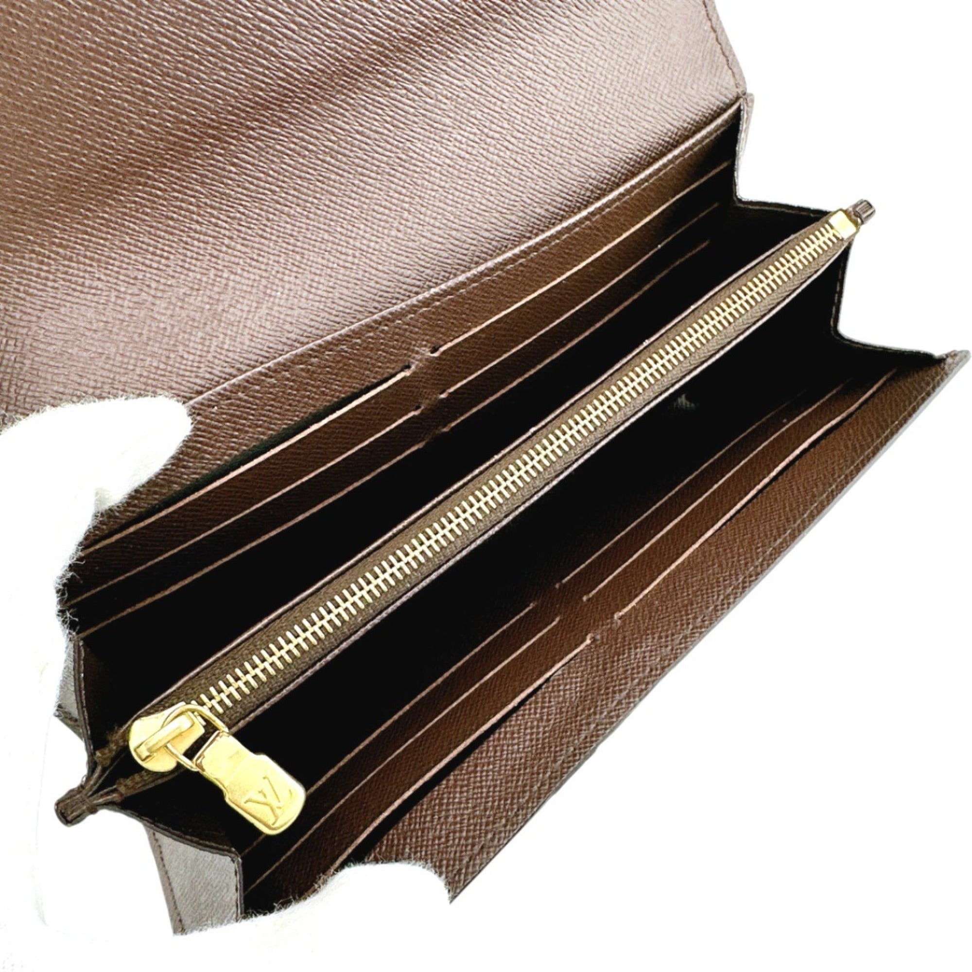 Louis Vuitton Brown Ebene Damier Canvas Long Wallet (Tri-Fold) (Pre-Owned)