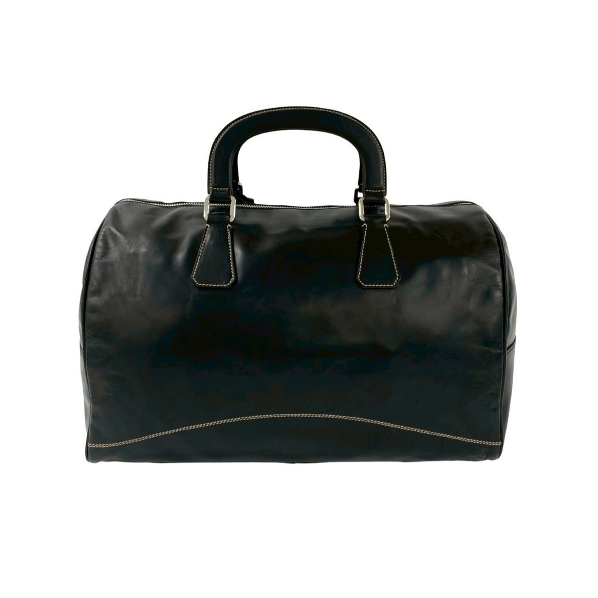 Prada Black Leather Boston Bag Handbag Shoulder Bag (Pre-Owned)