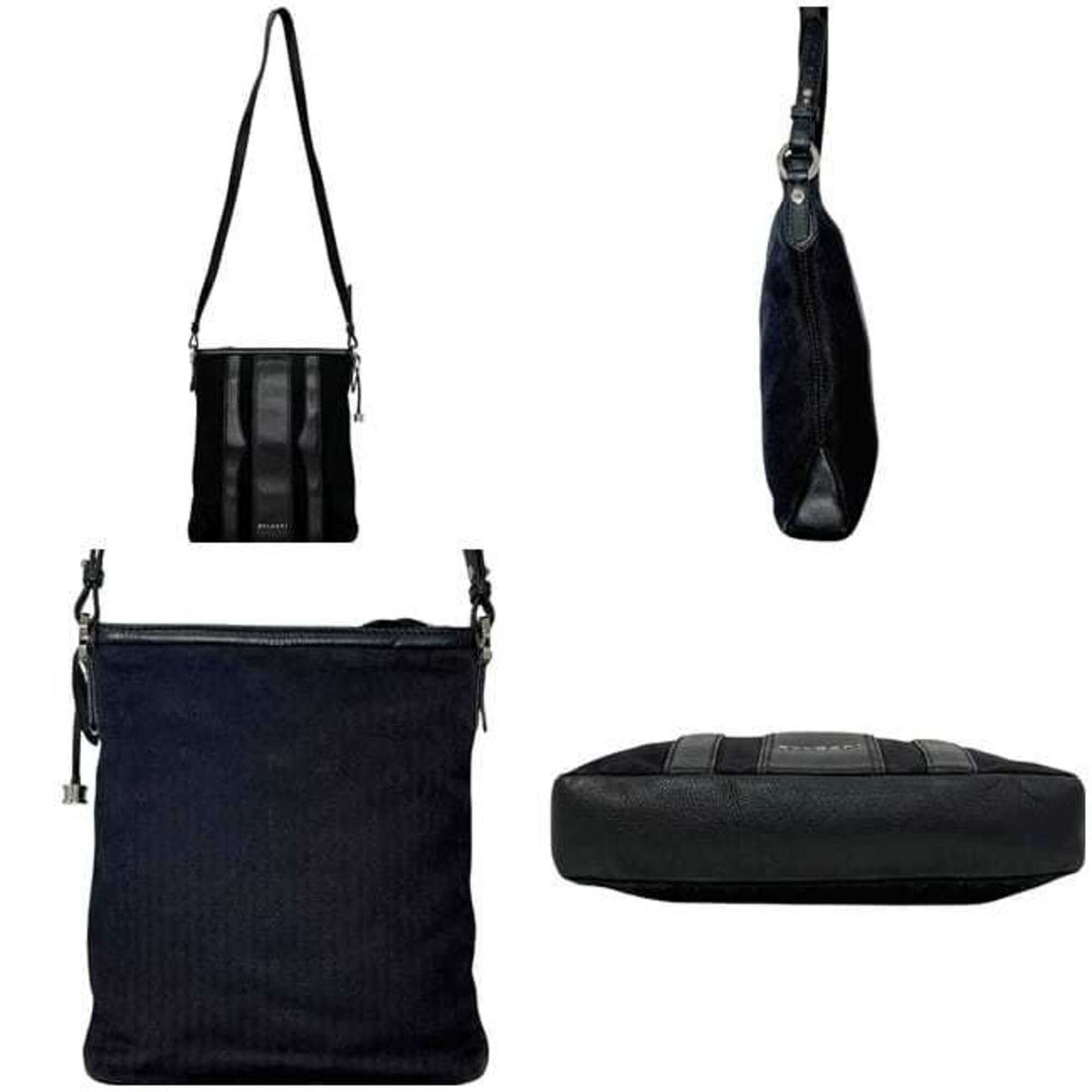 Bvlgari B.Zero1 Black Canvas Leather Shoulder Bag (Pre-Owned)