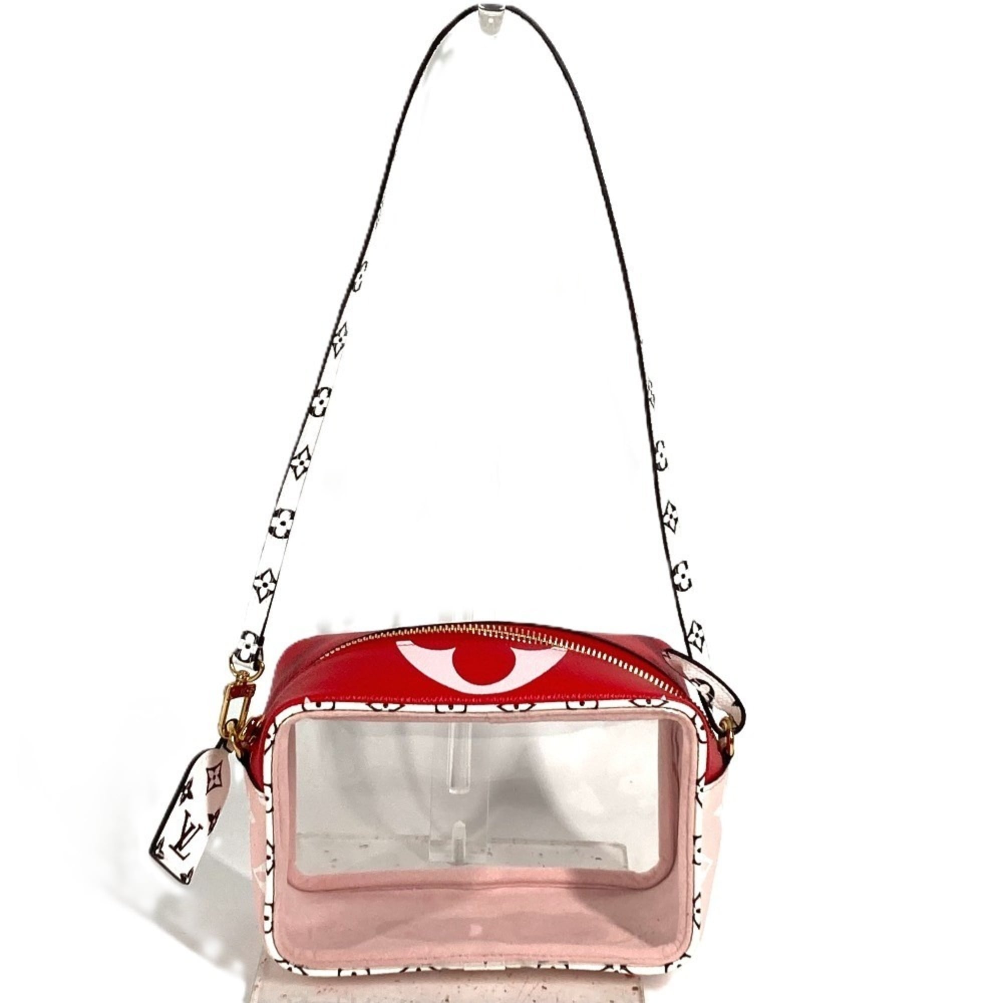 Louis Vuitton Pink Red Color Monogram Canvas Handbag Pouch Shoulder Bag (Pre-Owned)