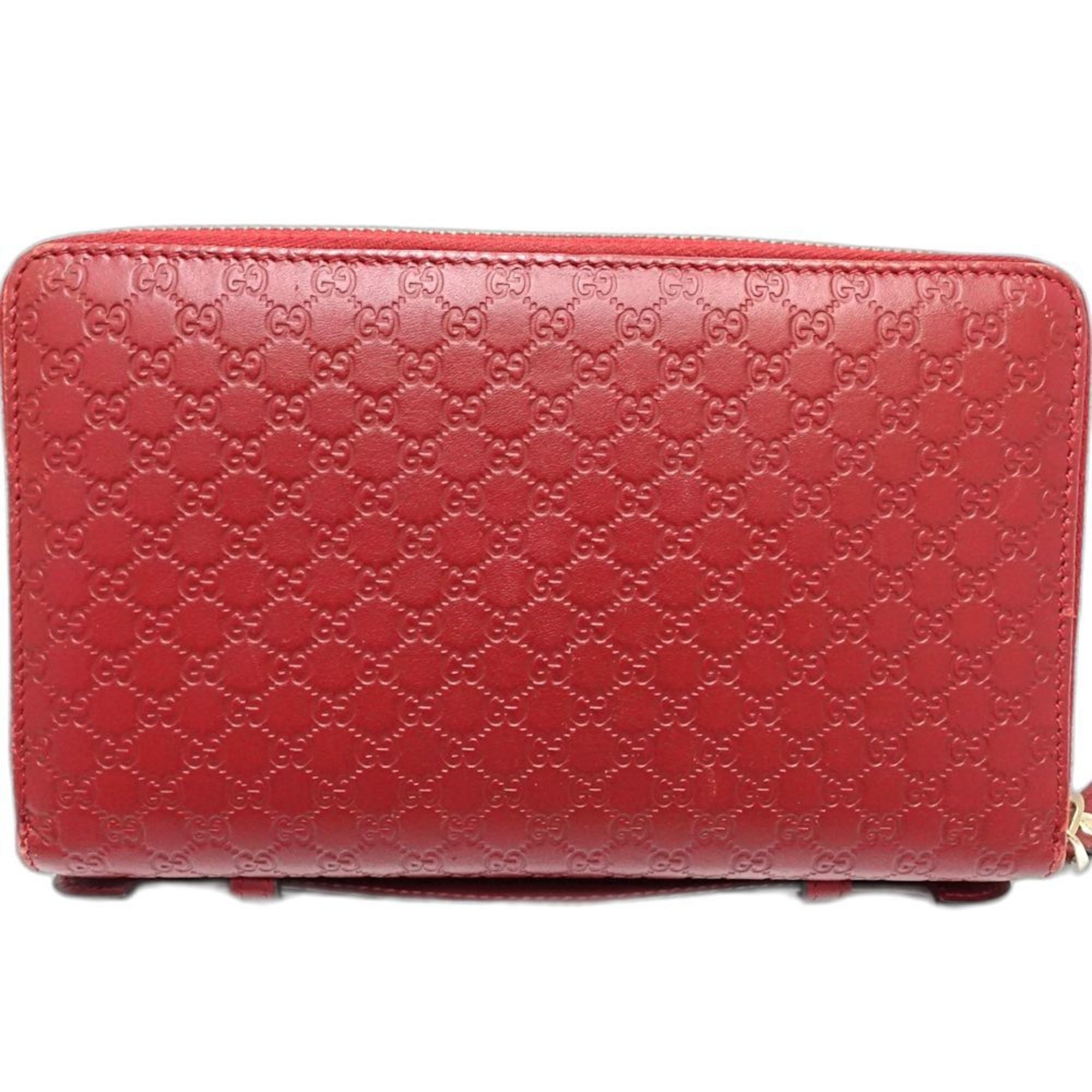 Gucci Red Color Leather Long Wallet (Bi-Fold) (Pre-Owned)