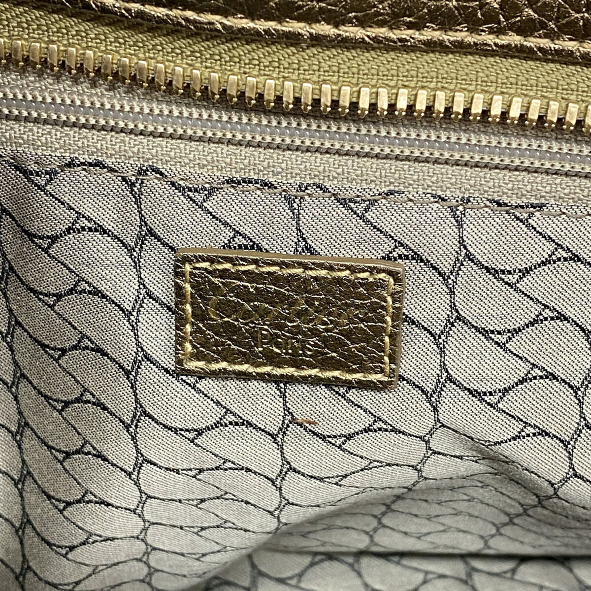 Cartier Brown Metallic Gold Suede Leather Shoulder Bag (Pre-Owned)