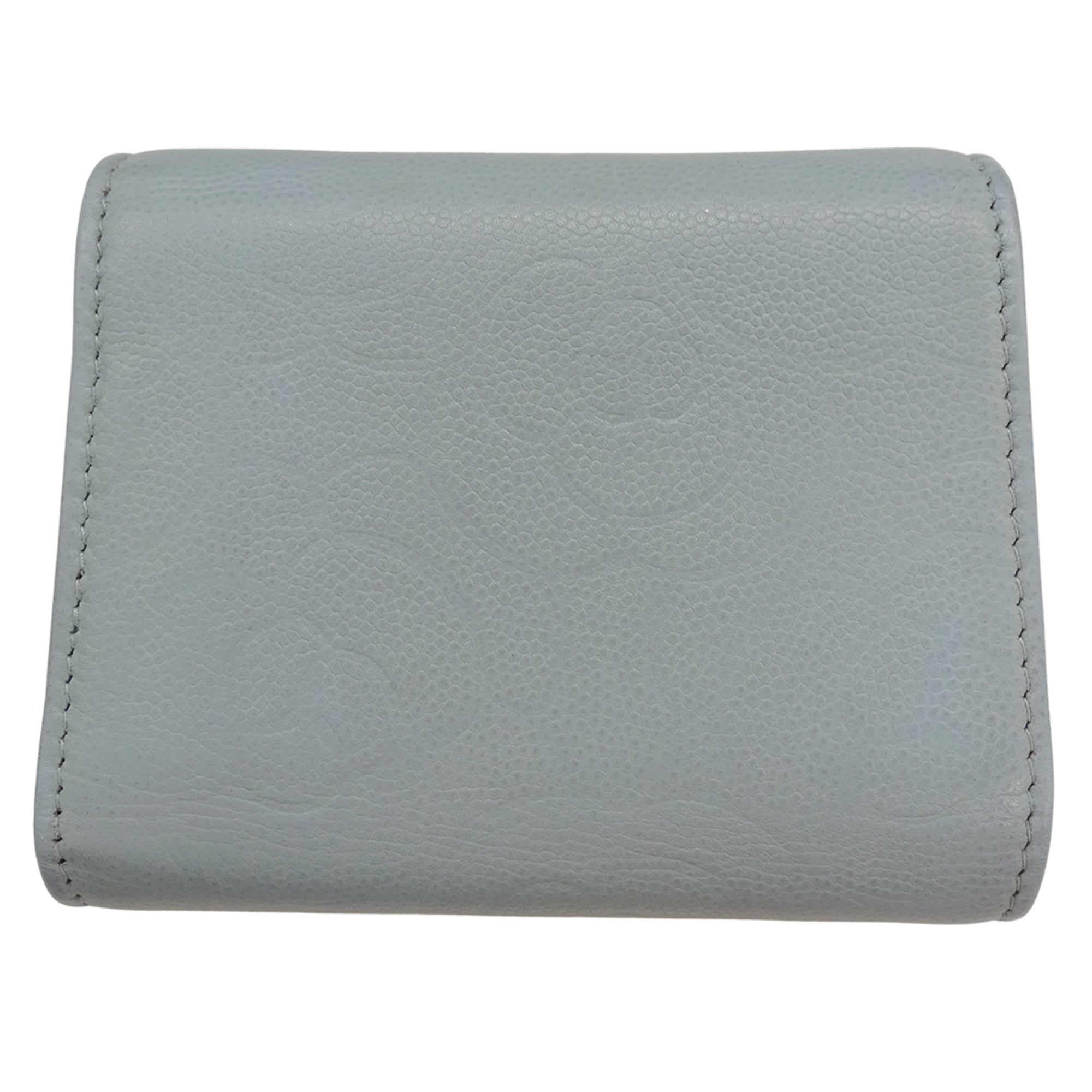 Chanel Light Blue Grained Calfskin Wallet (Tri-Fold) (Pre-Owned)